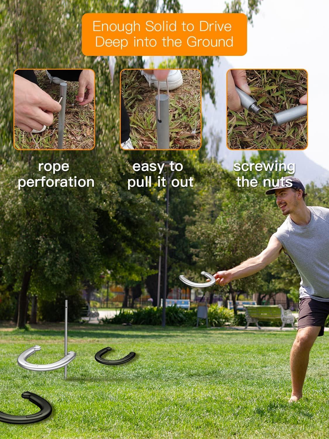 NQV Horseshoe Outside Game,Horse Shoe Game Kit,Horseshoe Set on Lawn