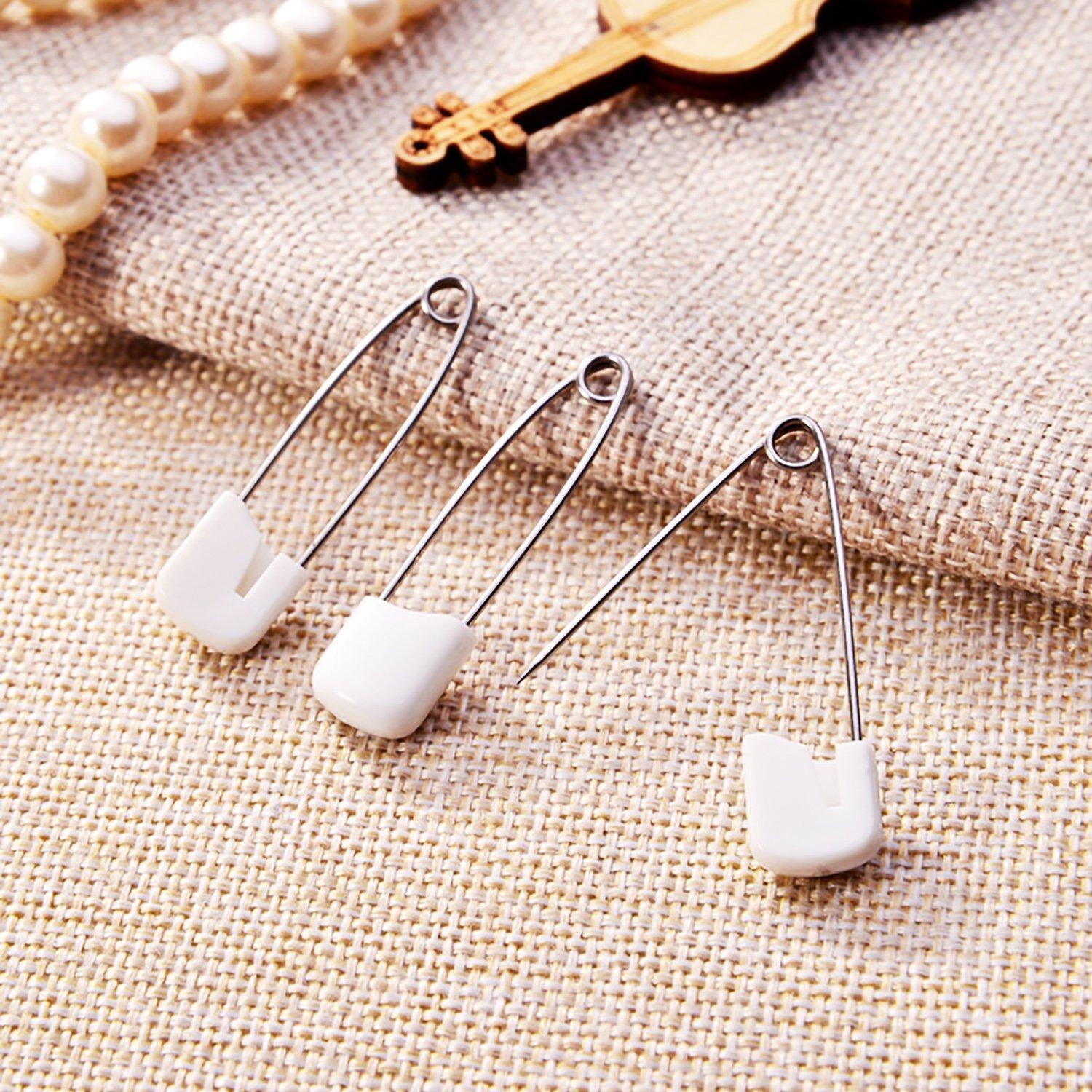 50 Pack White Diaper Pins for Cloth Nappies by Firefly