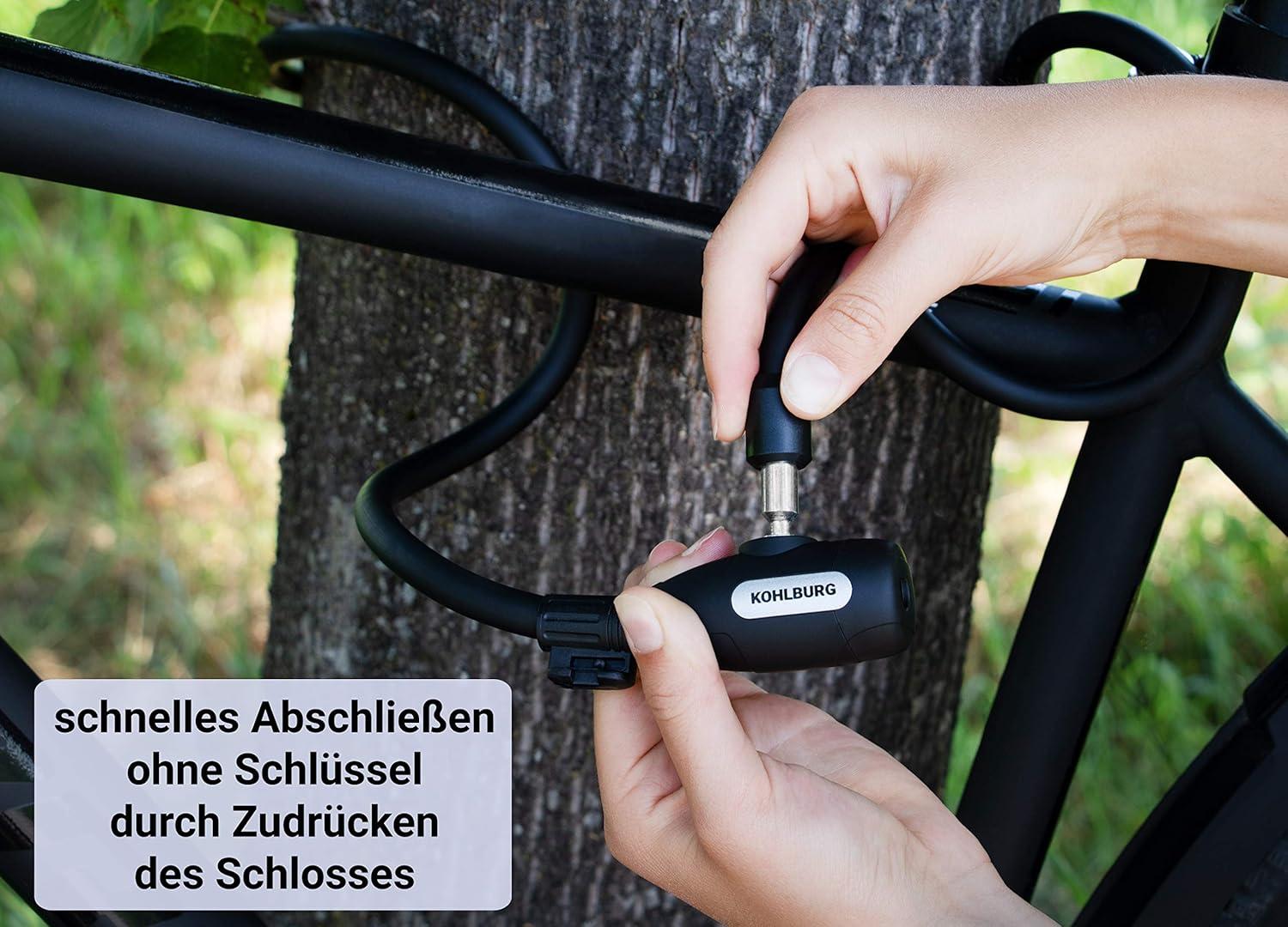Kohlburg 200 cm Cable Lock - Keyless Bicycle & Stroller Lock with Bracket -  Secure Spiral Lock with 3 Keys for International Shipping | Buy Now with  Express International Delivery | GoSupps.com