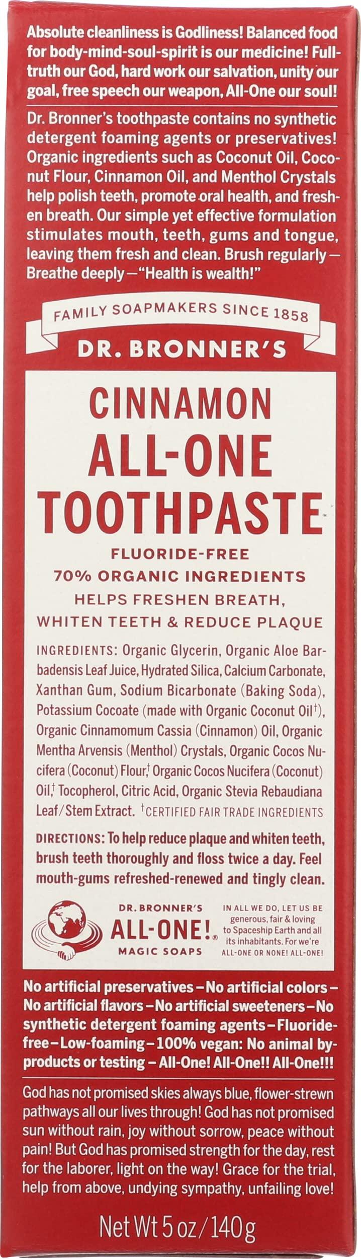 Dr. Bronner's Cinnamon Toothpaste 5 oz Natural Dental Care