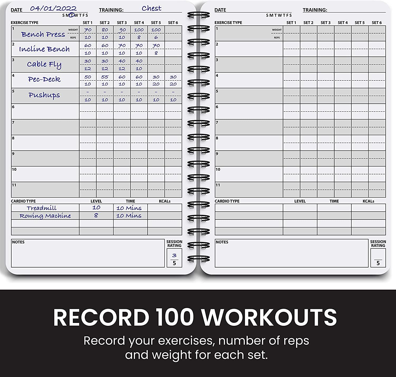 Workout Log Book: Daily Workout Journal for Men and Women | Weight Lifting  log Book and Cardio Tracker, Gym Planner Notebook | Bodybuilding Training