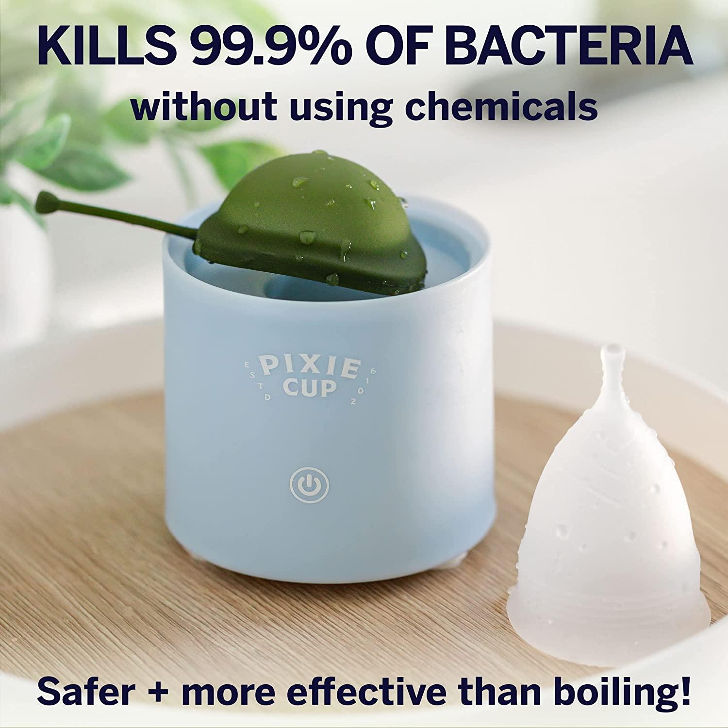 Pixie Menstrual Cup Steamer Sterilize & Clean with Cleanser Steam Kills 99.9 Germs in 3 Mins