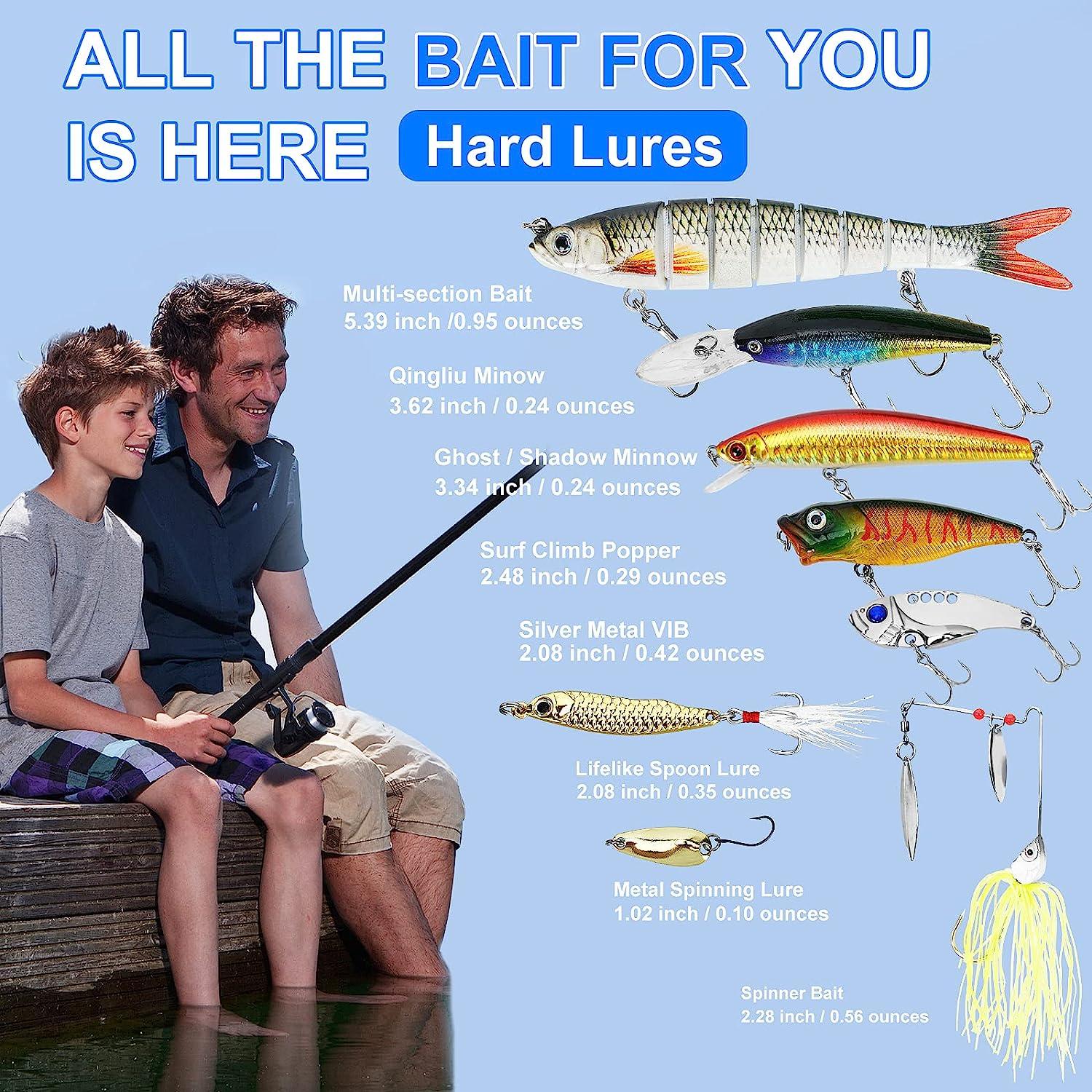 Fishing Lures Tackle Box - 92pcs Bass Fishing Kit for