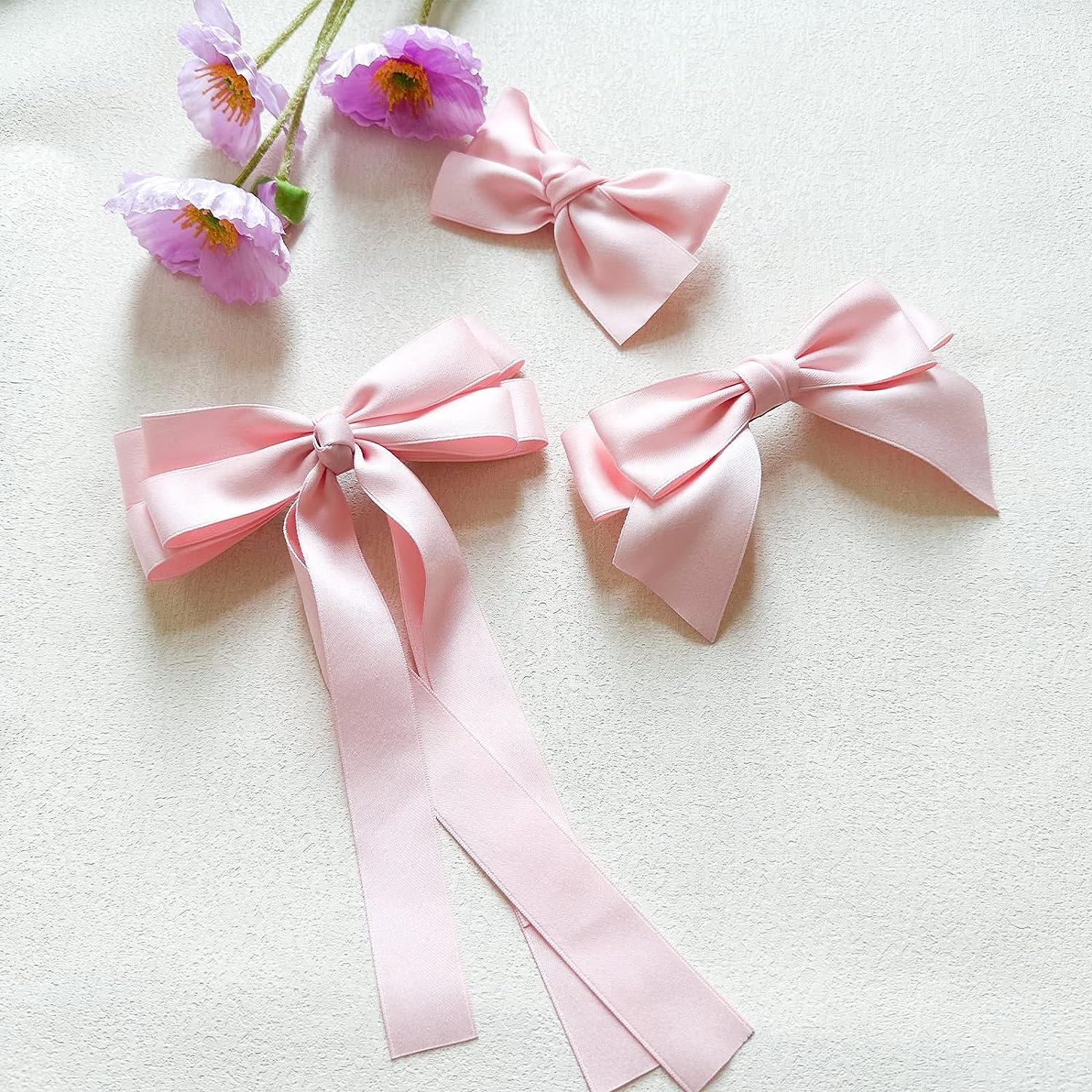 Bolonar Pink Hair Bows for Women Girls 3Pcs Cute Satin Bowknot Hair Clips  Pink Ribbon Bows Alligator Hair Clips Pink Hair Accessories for Girls  Toddlers Women Hair Barrettes