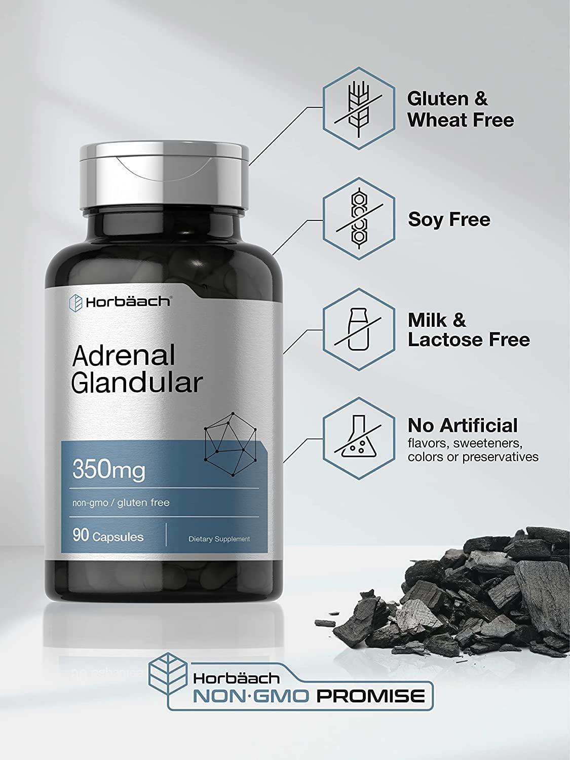 Raw Adrenal Glandular 350 mg 90 Capsules NonGMO, Gluten Free