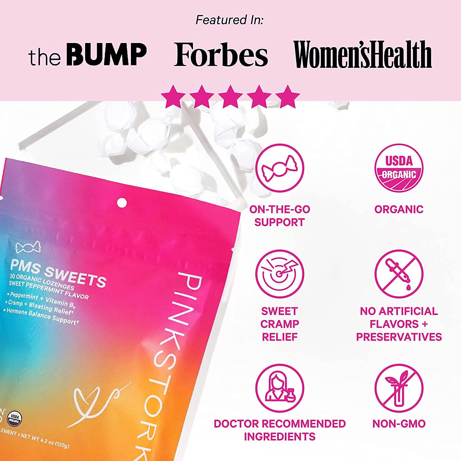 Organic Pink Stork PMS Sweets Lite Peppermint Vitamin B6 Candy for