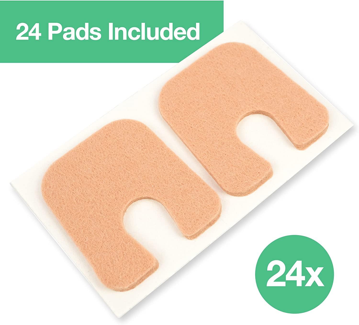 ZenToes UShaped Felt Callus Pads 24 Pack SelfStick Pedi Cushions to