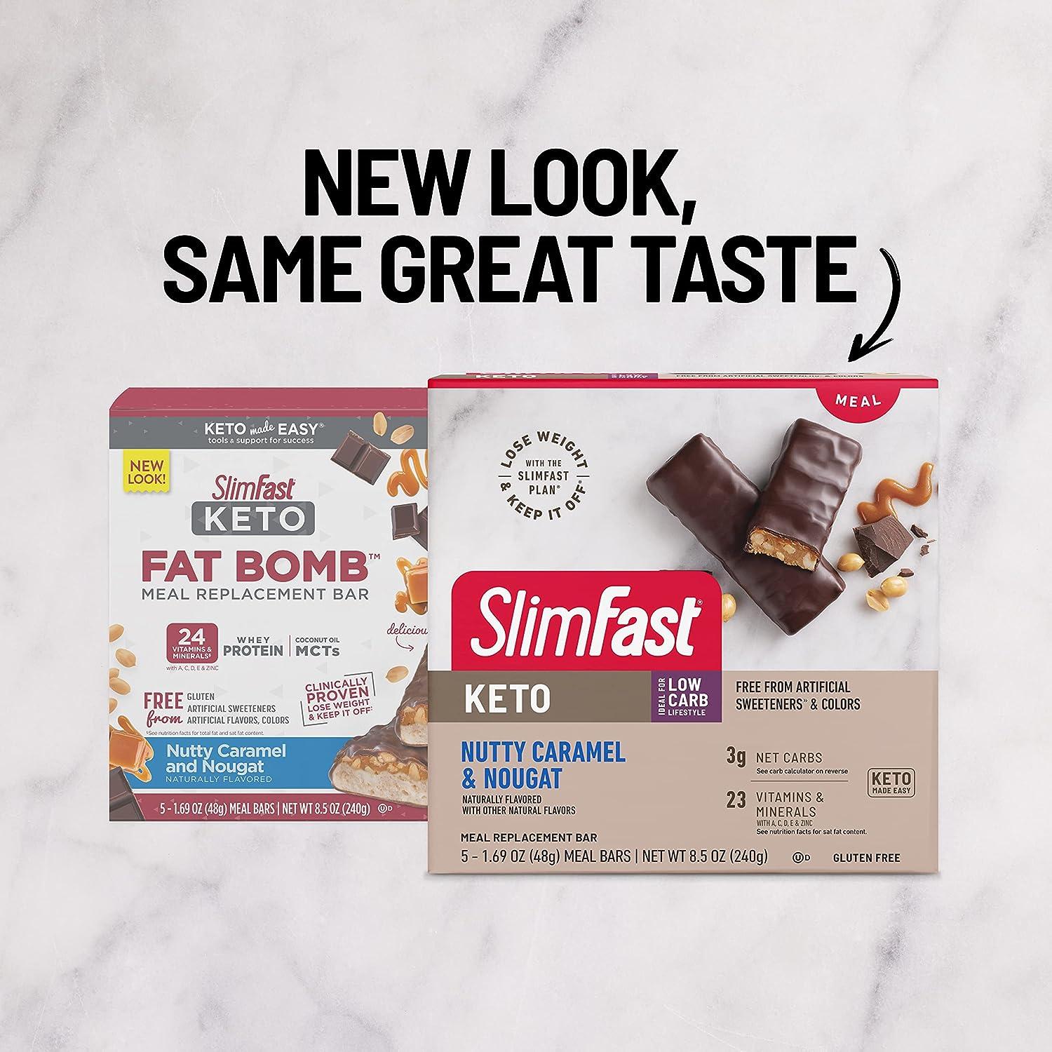 SlimFast Low Carb Meal Replacement Whey Protein Bar, Keto Friendly