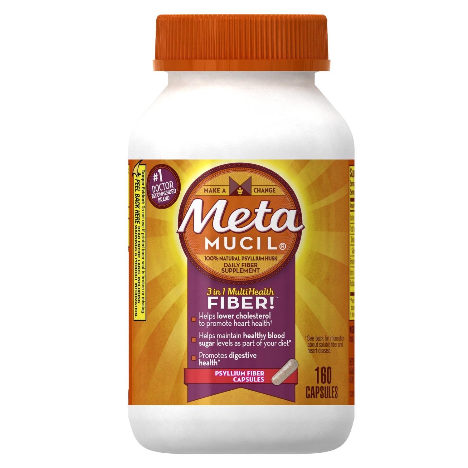 Metamucil Capsules 160 Natural Fiber Supplement for Digestive Health