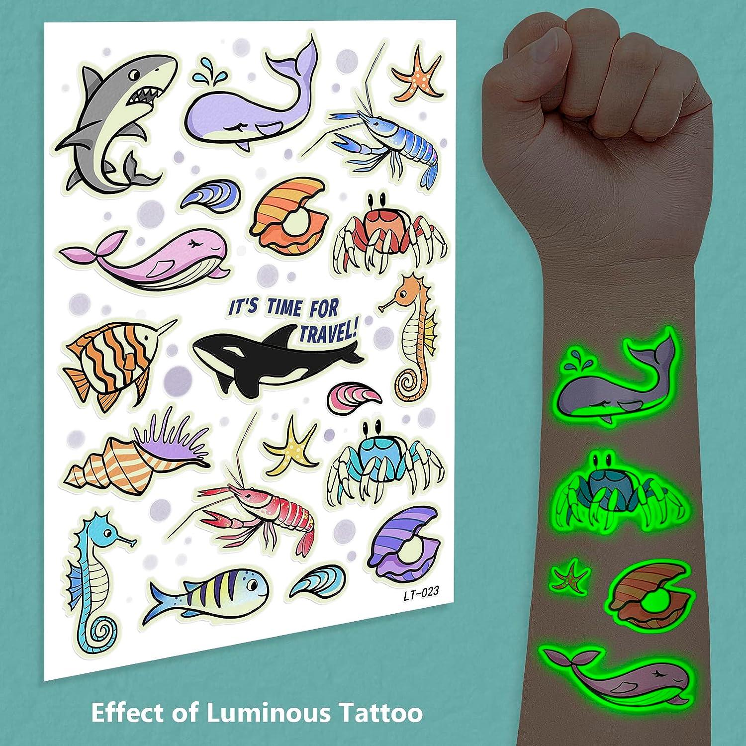Blue Luminous Tattoo Sticker Body Art Temporary Tattoo Small Fresh  Waterproof J | eBay
