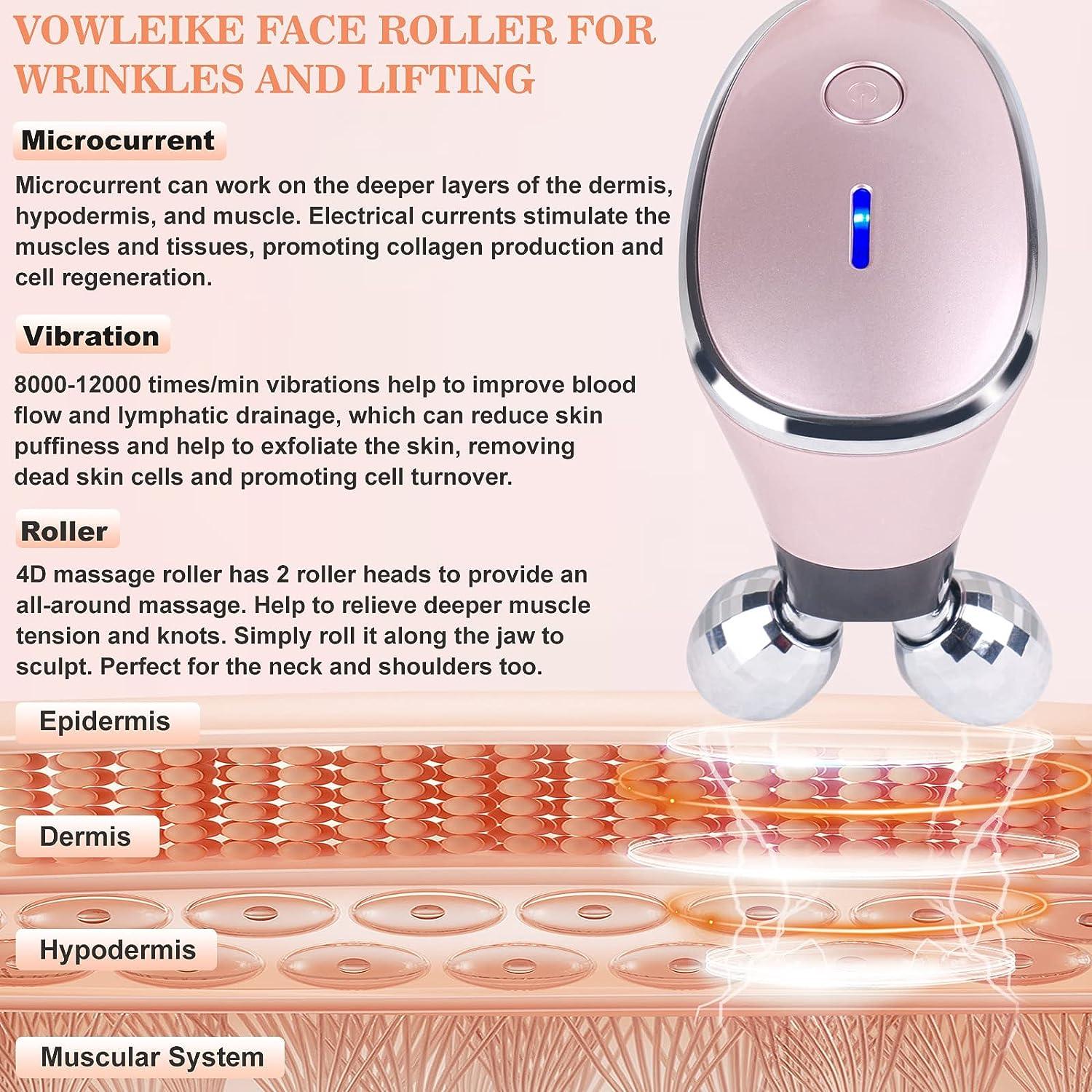 Vowleike Microcurrent Facial Device with Stand | Rechargeable Skin Lifting  Tool for Women and Men | Anti-Aging Wrinkle Removal Roller | Buy Now with  Express International Delivery