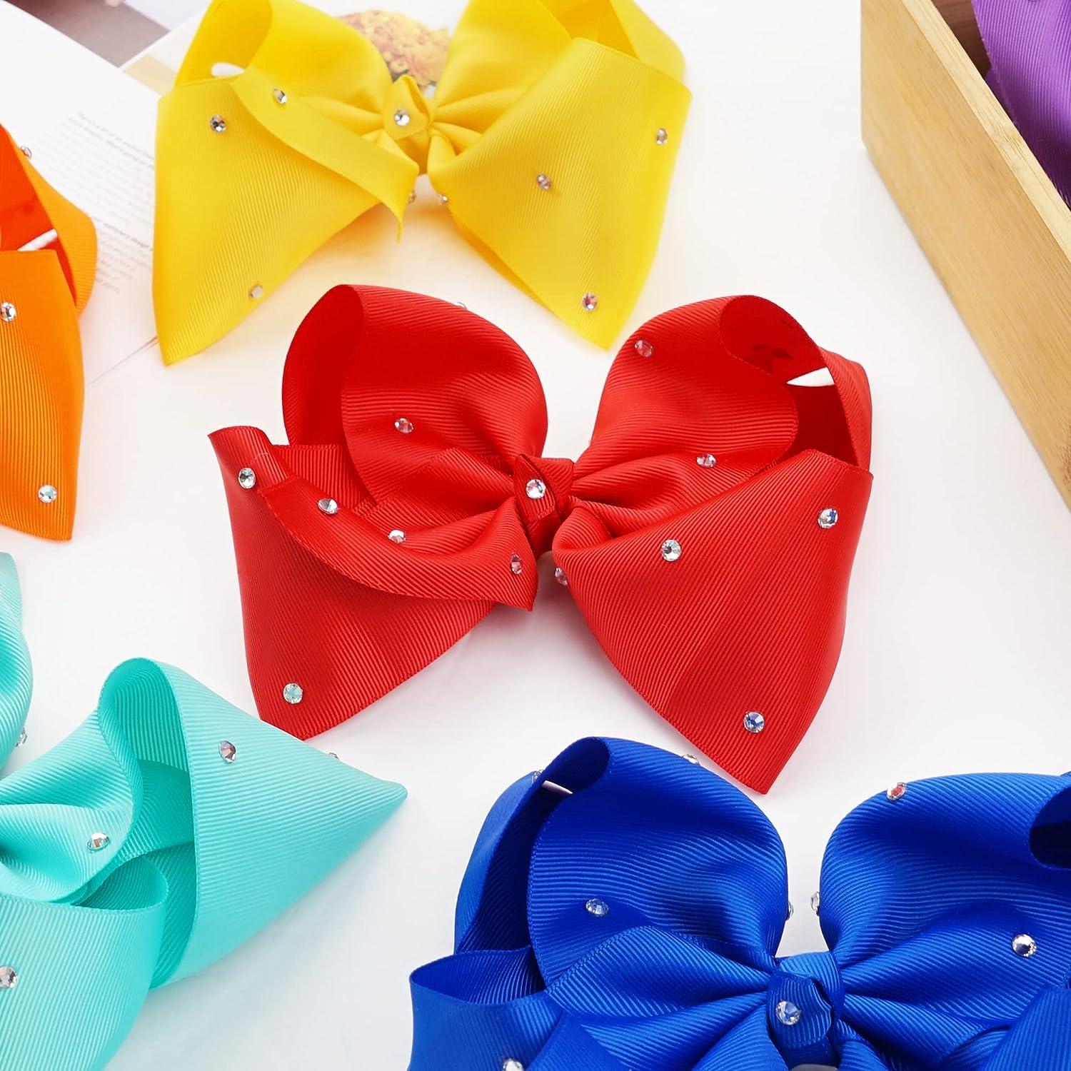 3/4/6/8 inch Colorful Grosgrain Ribbon Hair Bows Clips For Baby Girls  Handmade Hairpins Barrettes Headwear Kids Hair Accessories