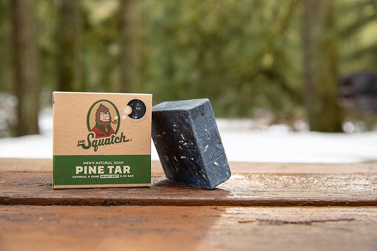 Dr. Squatch Basic Squatch Forest Pack - Pine Tar and Birchwood Breeze -  Handmade Bar Soap With Organic Oils, Soap Gripper and Saver