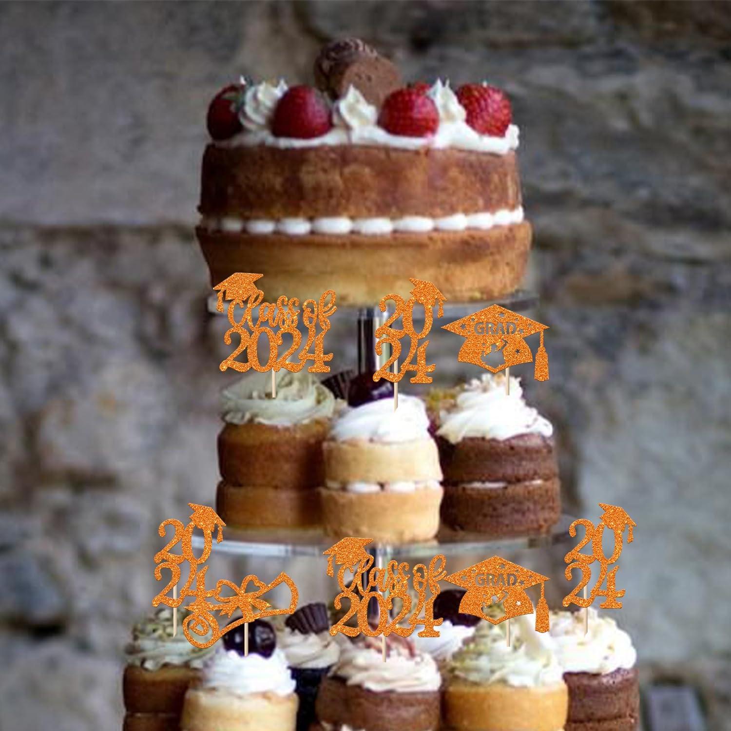 Rsstarxi 36 Pack Class of 2024 Graduation Cupcake Toppers 2024