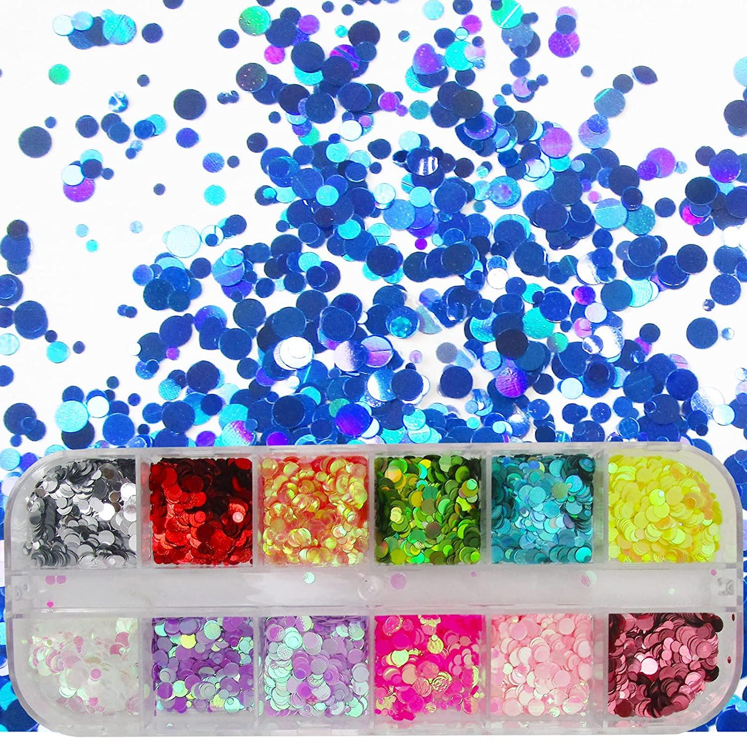Nail Art Glitter Blue Chunky Iridescent Sequins Flakes Pigment Acrylic  Manicure