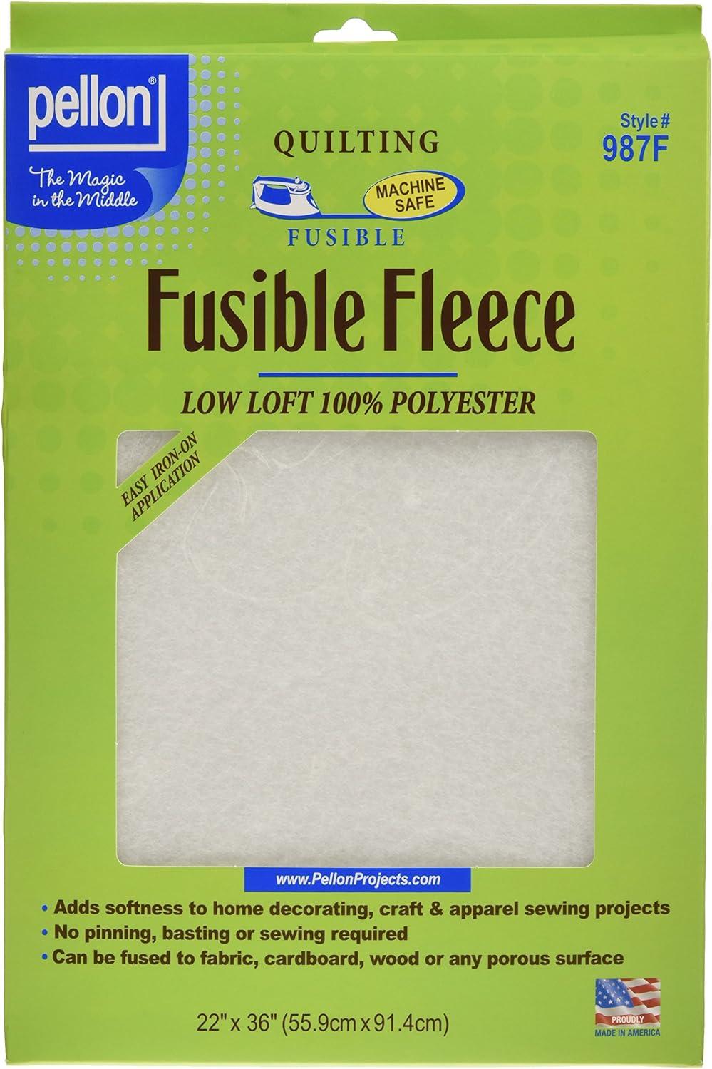 Pellon White Fusible Fleece 22 x 36 1 Pack Soft and Easy to Fuse