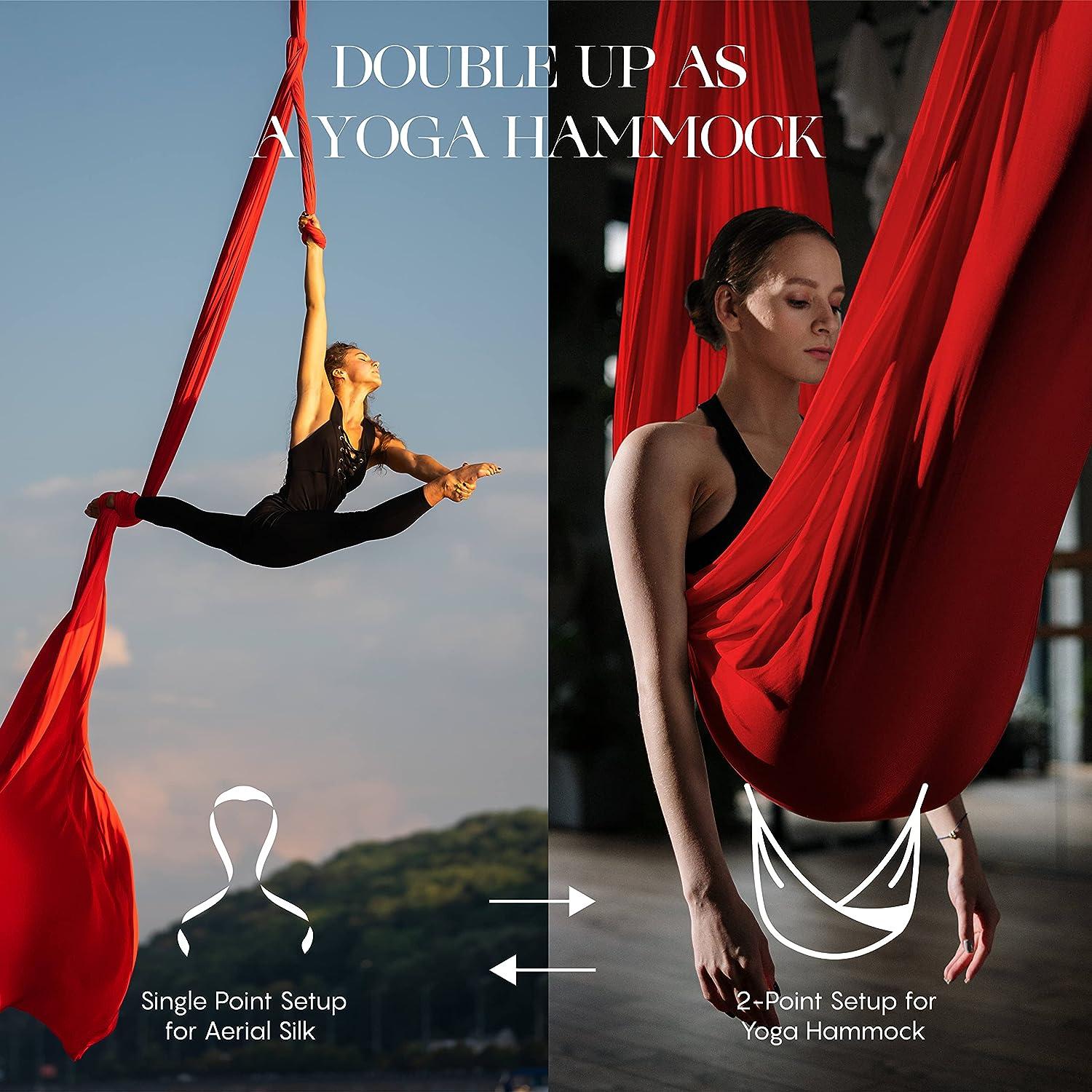 aum active 11 Yards Aerial Silks Kit - Durable Ariel Silks with Hardware,  Swivel & Guide - Aerial Swing for Acrobatic Flying Yoga & All Levels (Aerial  Yoga Hammock Aerial Rigging Point