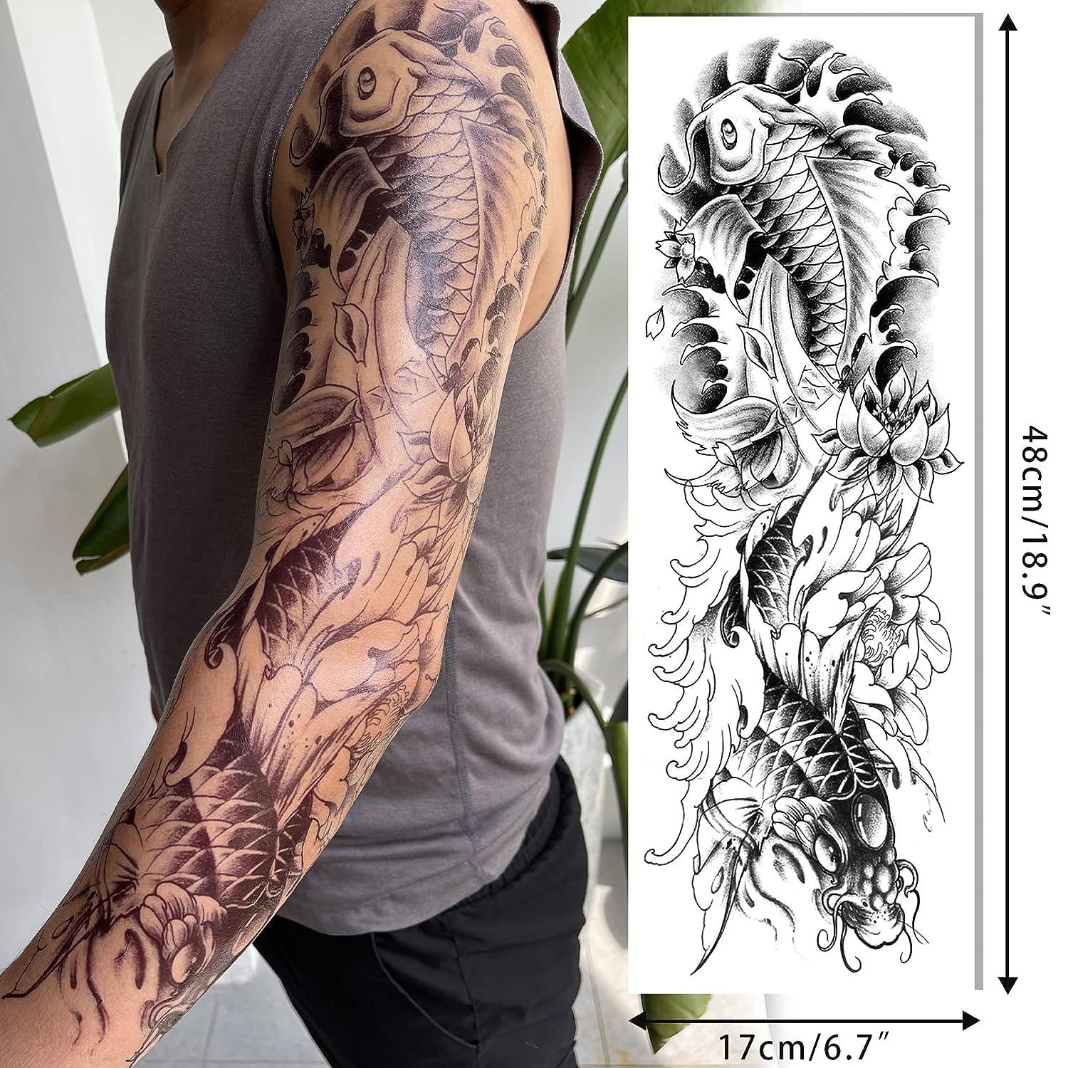 Dragon Tribal Pattern Temporary Sleeve Tattoos| WannaBeInk.com