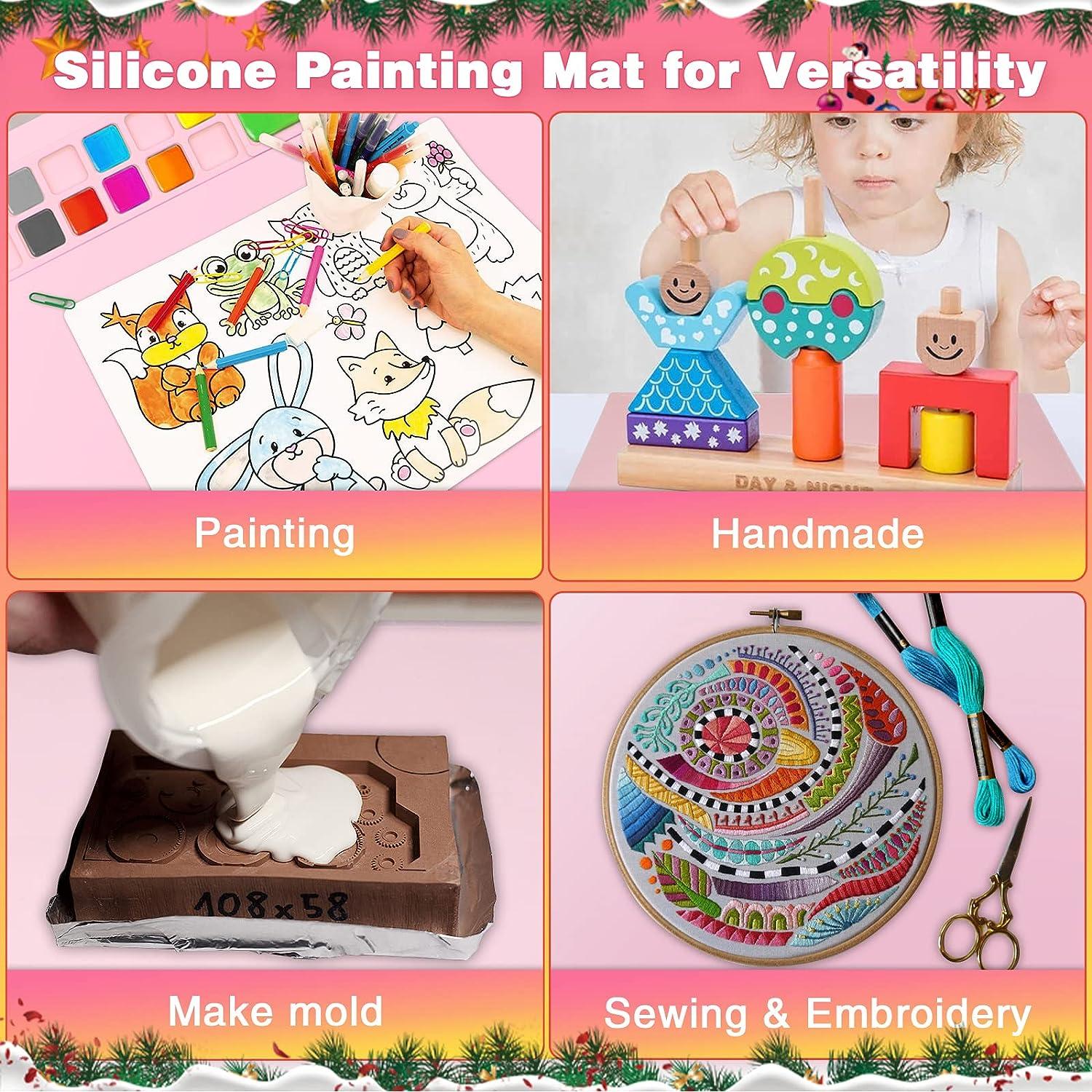 Silicone Painting Mat, Non-stick Waterproof Mat with Cleaning Cup for DIY  Art Resin Casting