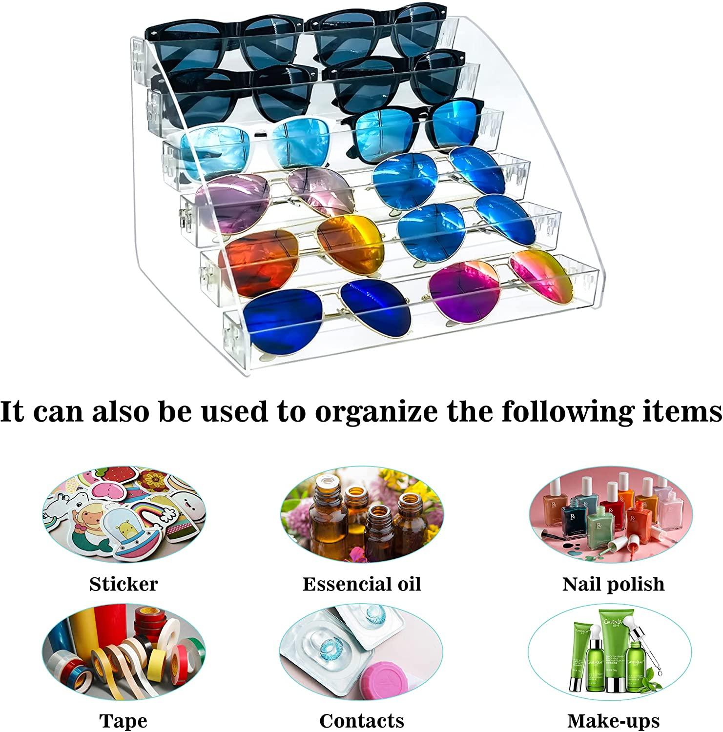 MineSign Sunglasses Organizer Clear Eyeglasses Display Case for