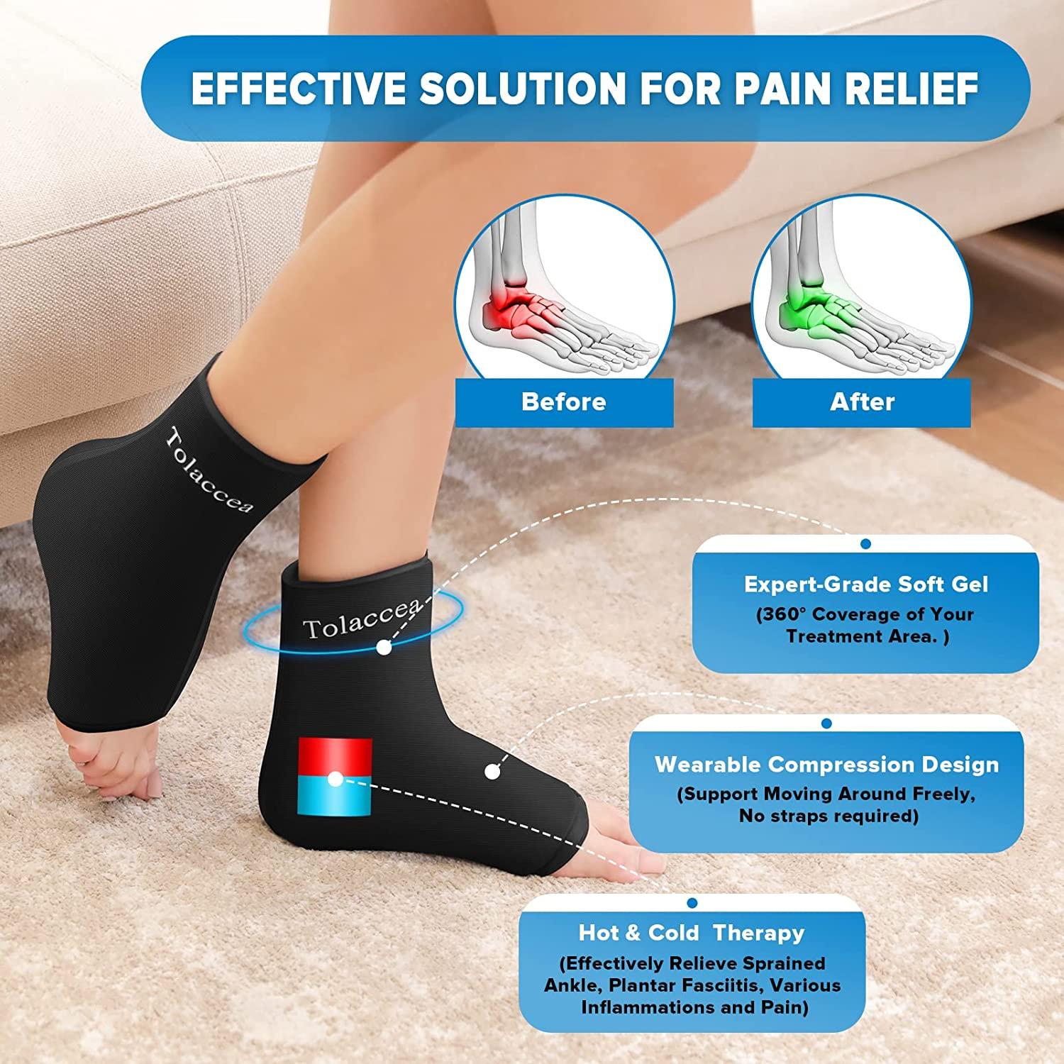 Ankle Foot Ice Pack Wrap for Injuries, Reusable Gel Ice Pack for Hot