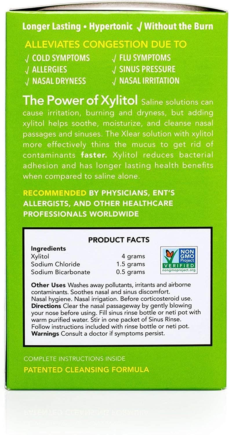 Xlear Natural Neti Pot Sinus Rinse Refill Packets, Sinus Relief Saline