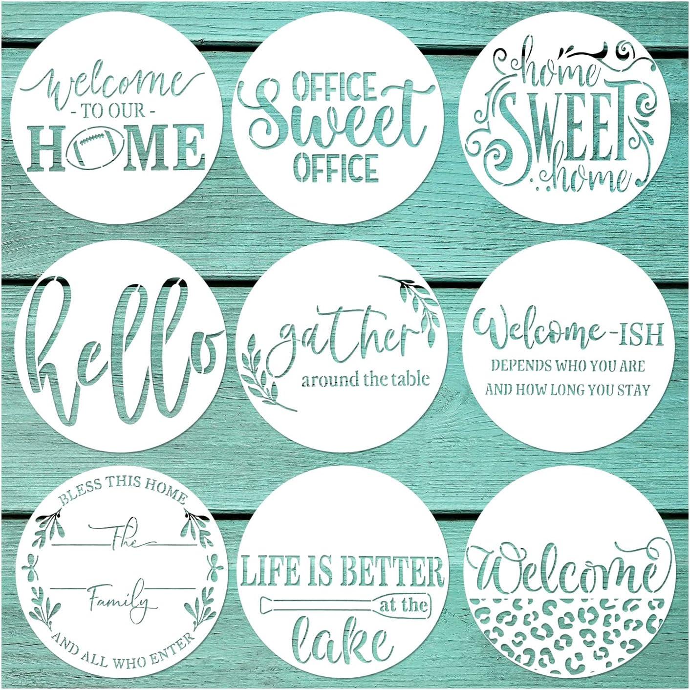 Half Round Welcome Stencils For Painting On Wood Large - Temu