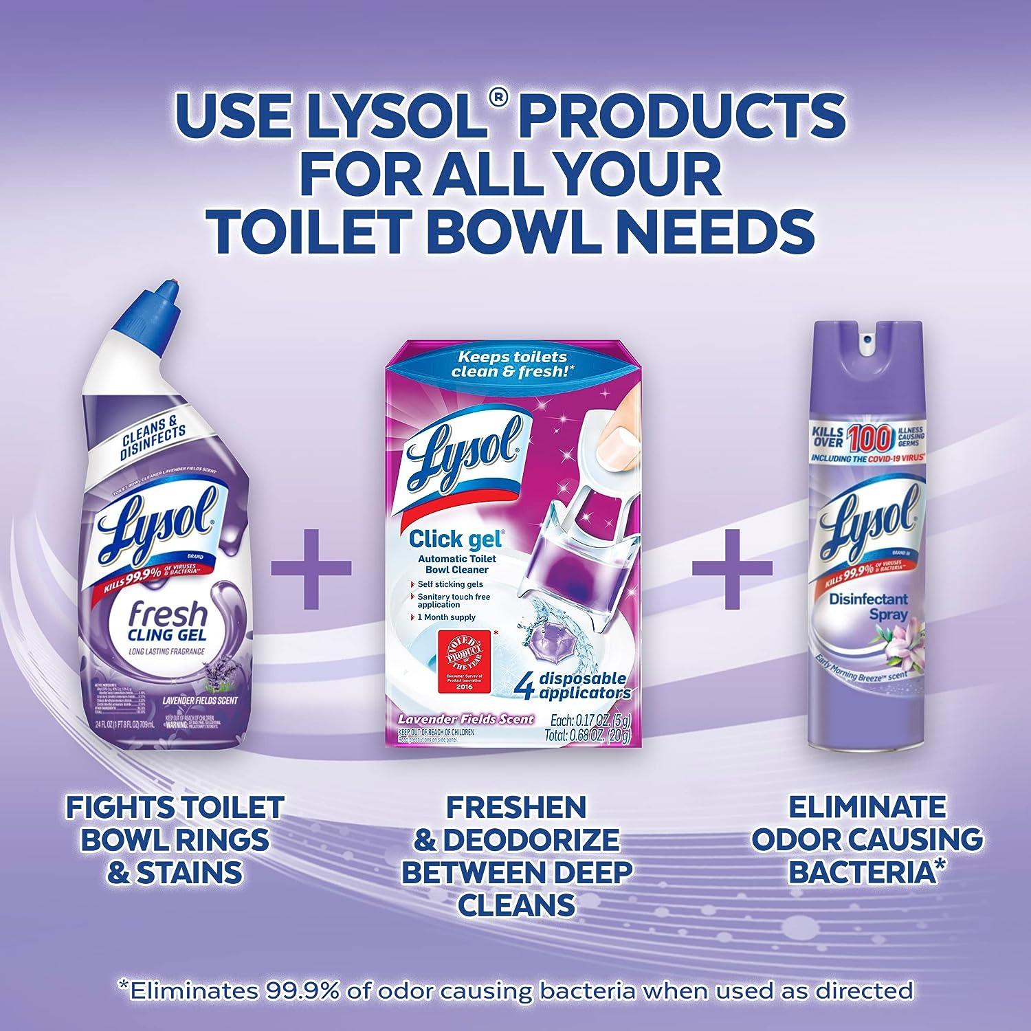 Lysol Click Gel Automatic Toilet Bowl Cleaner, Gel Toilet Bowl Cleaner, For  Cleaning and Refreshing, Lavender Fields, 6 Applicators