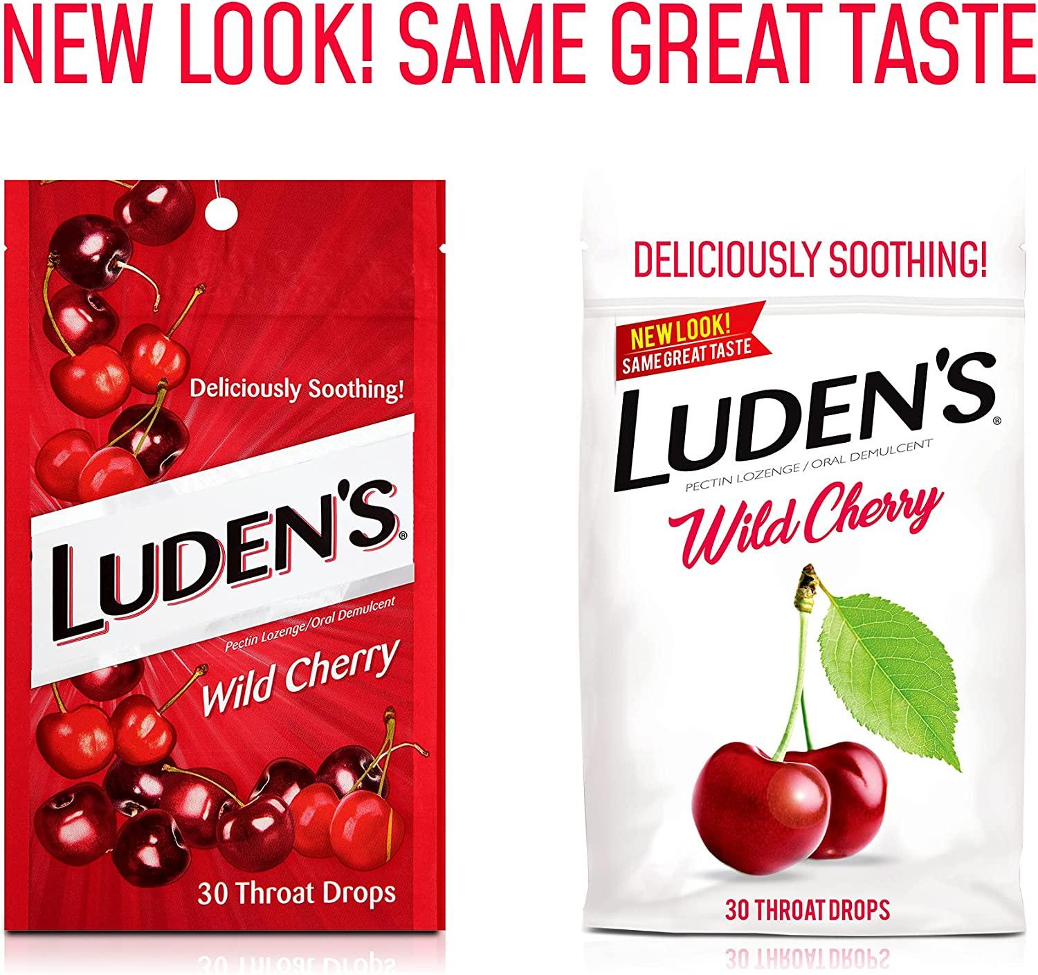 Luden's Wild Cherry Throat Drops 30 Deliciously Soothing Drops in 1 Bag