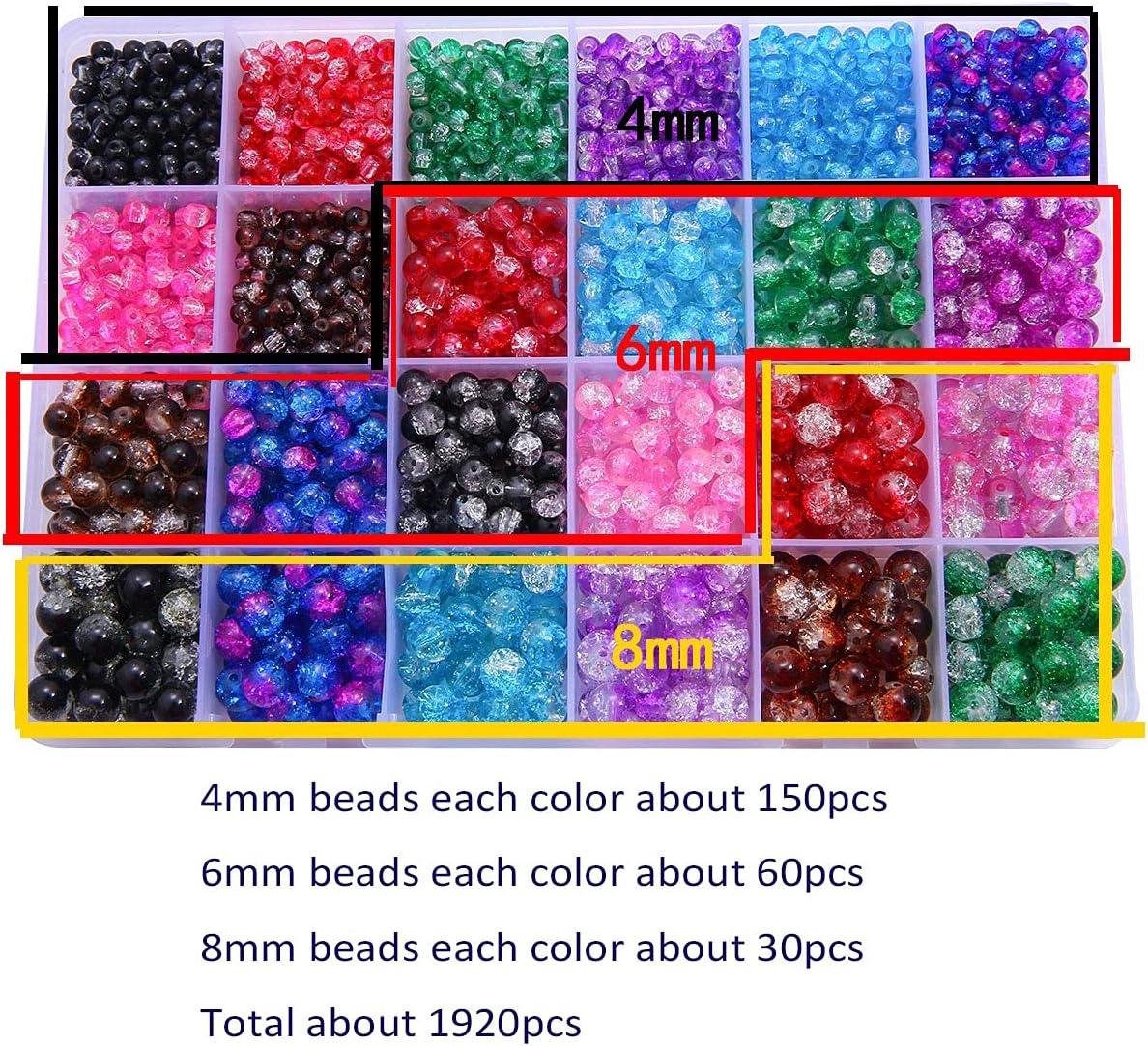 Huisipool 1920pcs Color Glass Beads for Jewelry Making 4mm 6mm