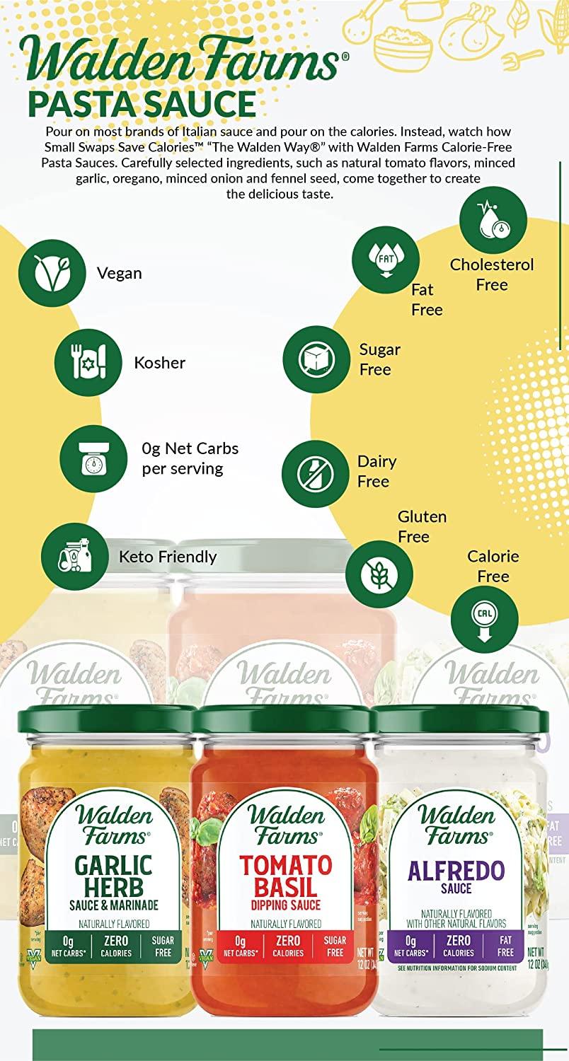 Walden Farms Pasta Sauce Variety Pack, 12 oz Jars, Sugar, Fat, Calorie