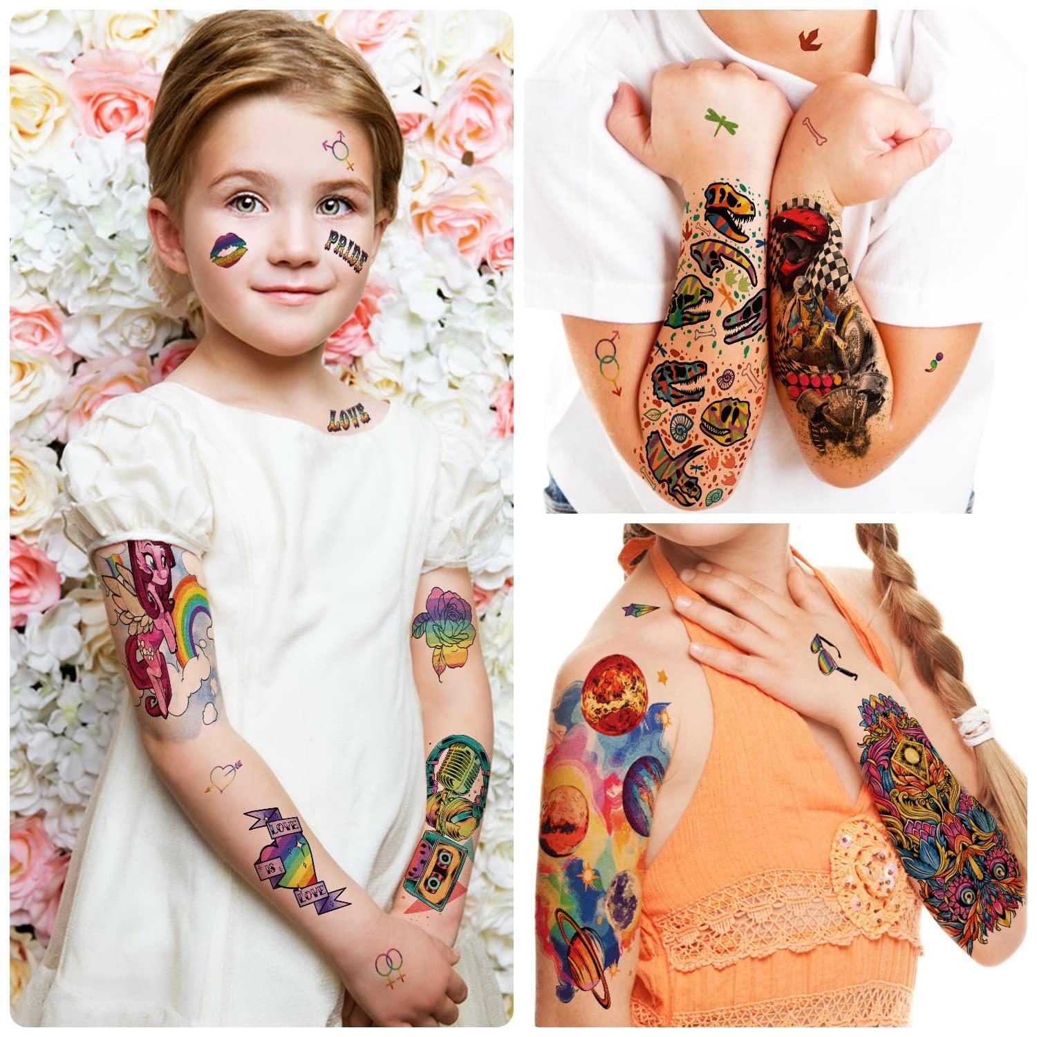 Temporary Tattoo for kids, 52 PCS Fake Tattoos Temporary for Boys Girls,  Dinosaur Unicorn Body Arm Shoulder Cute Tattoos Stickers, Birthday Party  Supplies Gifts for 3 4 5 6 7 8 9 Year Old Kids