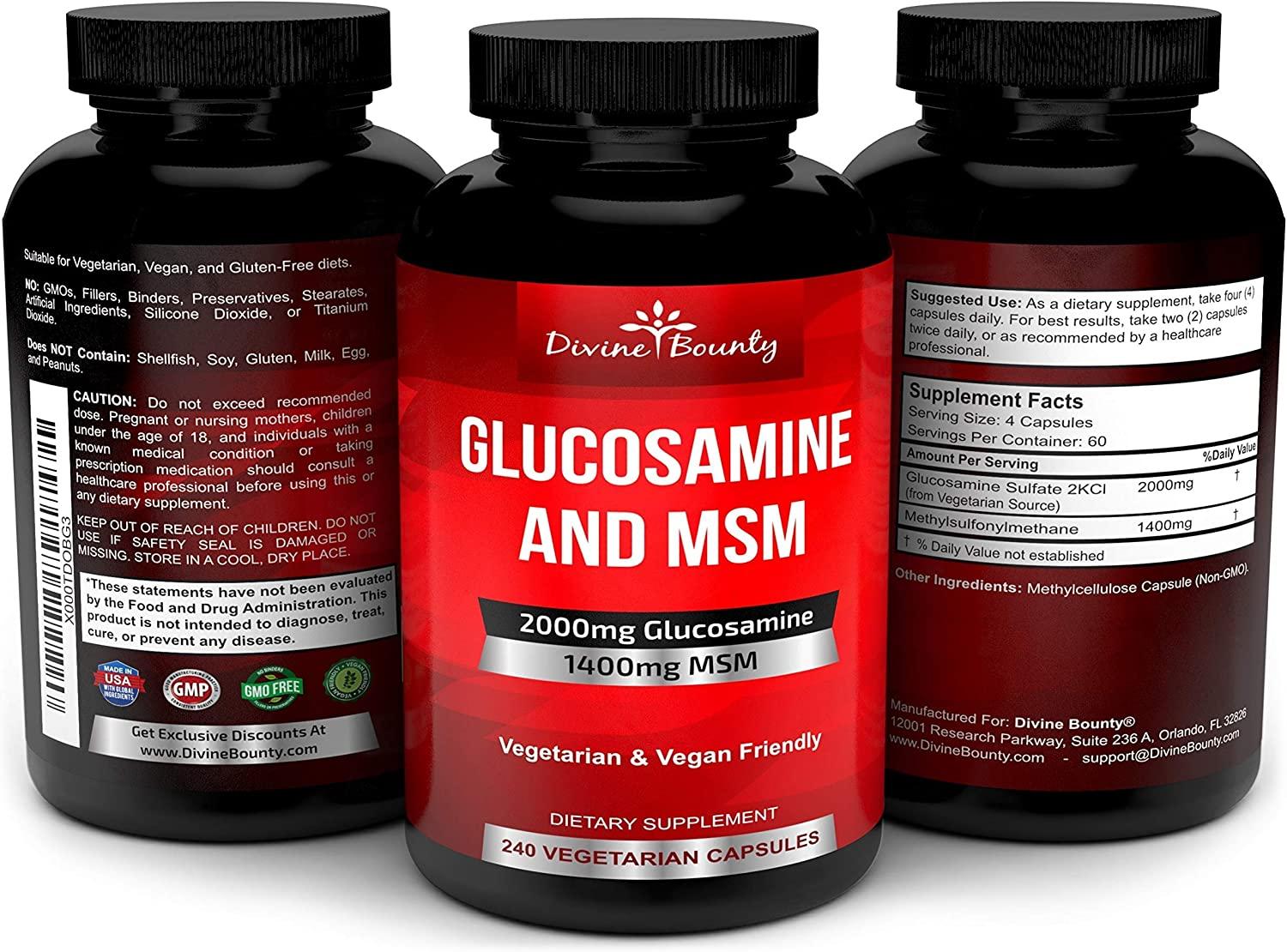 Glucosamine Sulfate Supplement (2000mg per Serving) with MSM 240