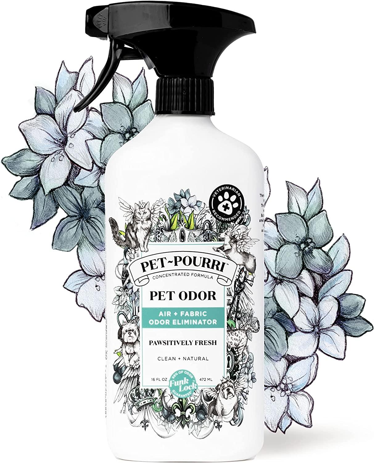 Poo-Pourri PetPourri Pawsitively Fresh, Clean + Natural Pet Odor Air +  Fabric Odor Eliminator Spray, On-The-Go Travel Size, 16 Fl Oz