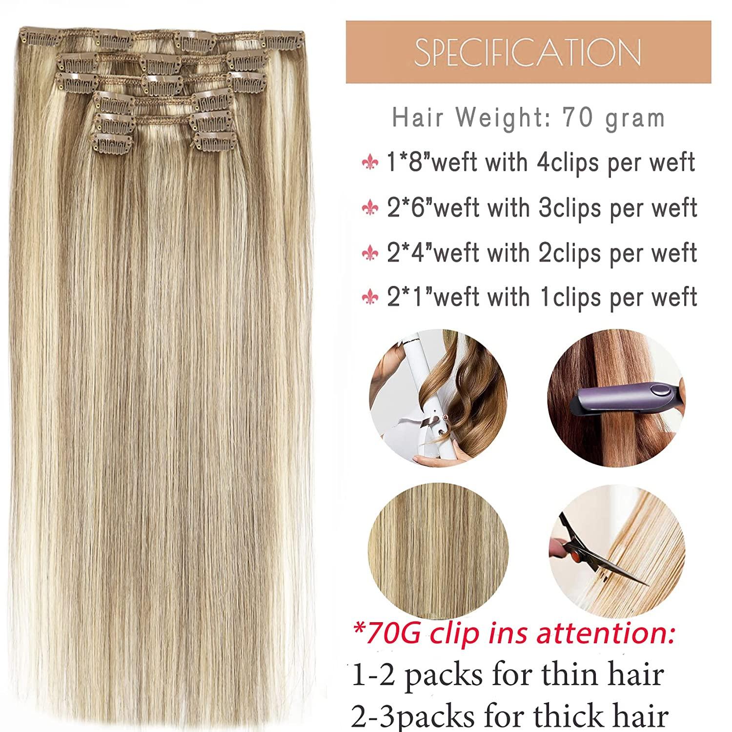 Hair Extensions Clip In Hair Extensions Real Human Hair Balayage Hair  Extensions Mixed Bleach Blonde 15inch 70g 7pcs Honsoo Real Human Hair  Straight Silky Blonde For Women Natural Hair(15