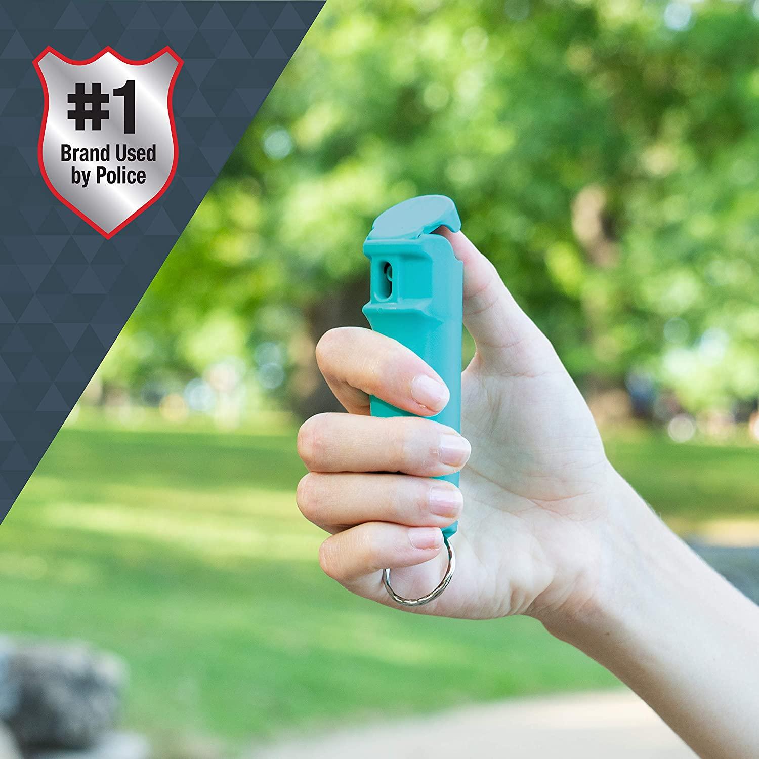 SABRE Pepper Spray with Flip Top, Maximum Police Strength OC Spray, Key