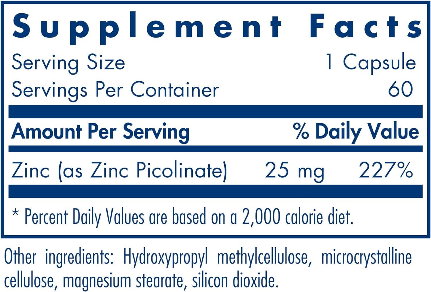 Allergy Research Group Zinc Picolinate 25 mg Immune Mood Bone