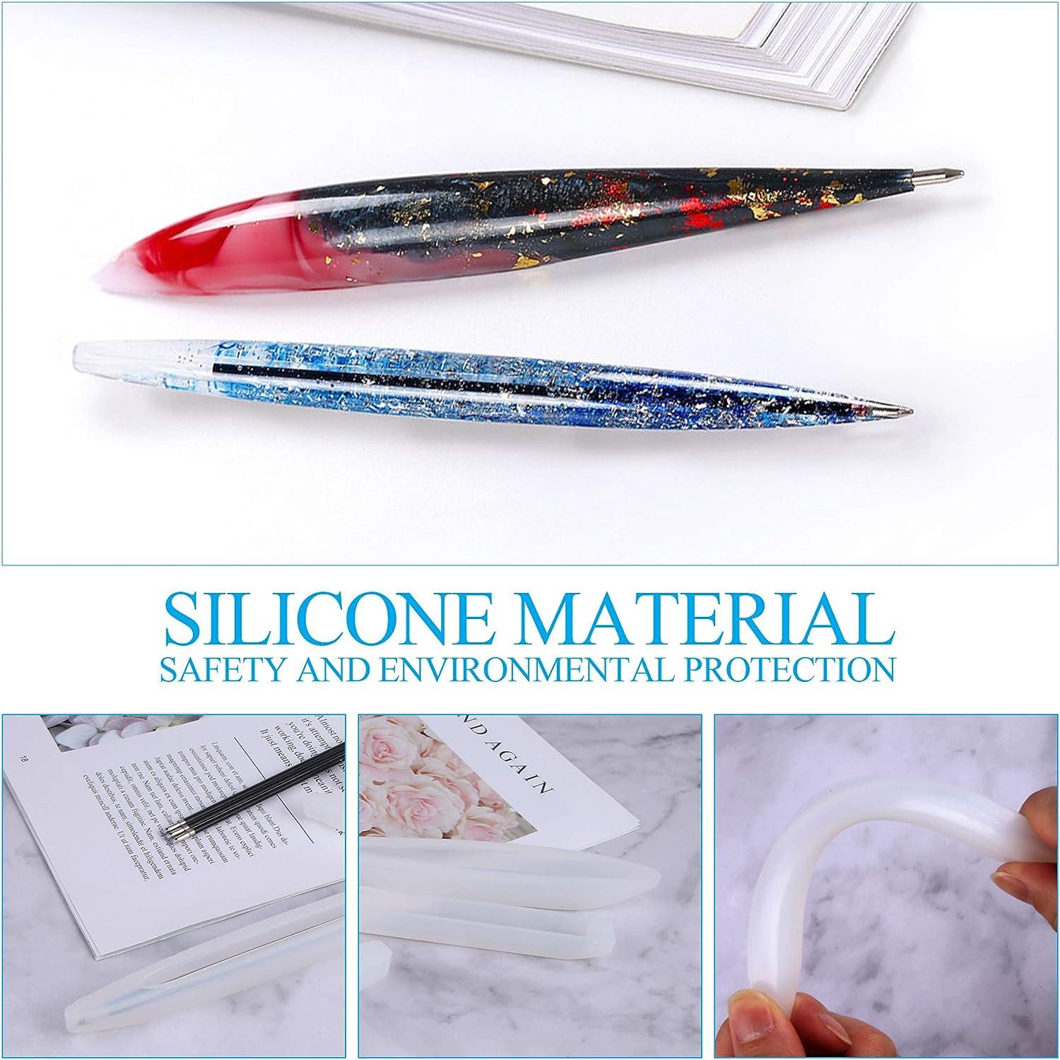 Pen Resin Mold Silicone Casting Mold Pen Shape Mold with 5 Pieces Ballpoint  Refill Pens for