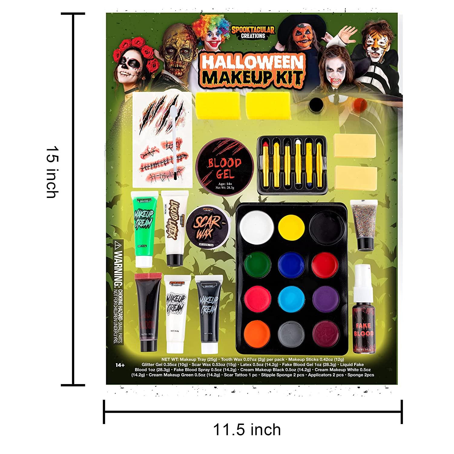 Spooktacular Creations 25 PCS Halloween Family Makeup Kit 12 Color