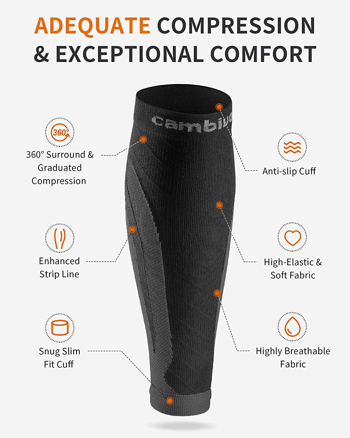CAMBIVO 3 Pairs Calf Compression Sleeve for Women and Men,Leg Brace for  Running, Cycling, Shin Splint Support for Working out(Black, Large-X-Large)  Black Large-X-Large