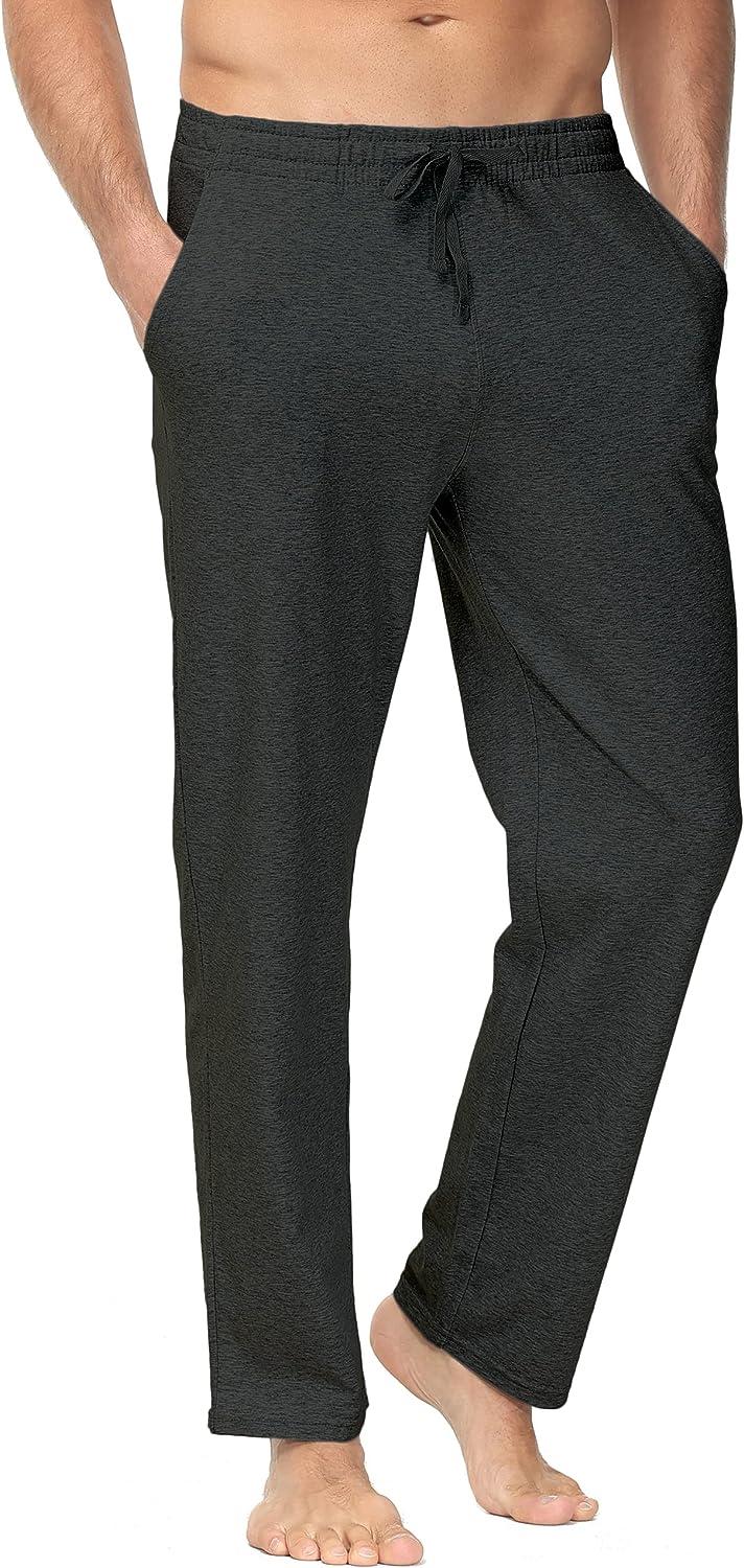 HARTPOR Men's Joggers Sweatpants Athletic Yoga Pants Casual Loose Fit  Running Sweat Pants with Pockets Straight Leg Dark Grey Medium