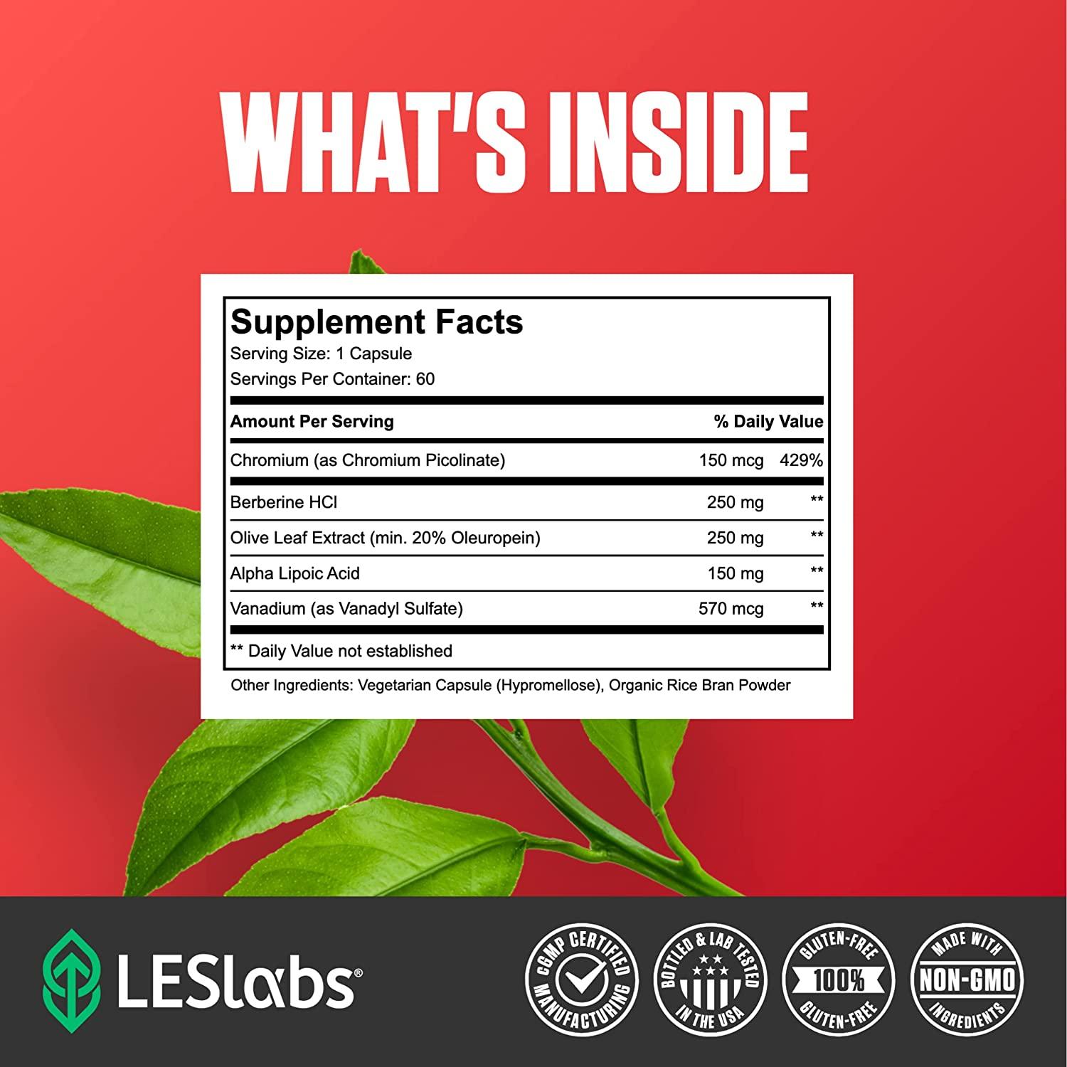 LES Labs Insulin Health Metabolic Support with Berberine, Chromium