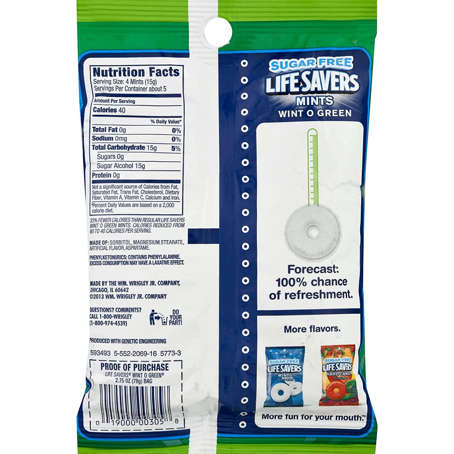 LifeSavers WintOGreen Hard Candy, No Sugar (Pack of 2)