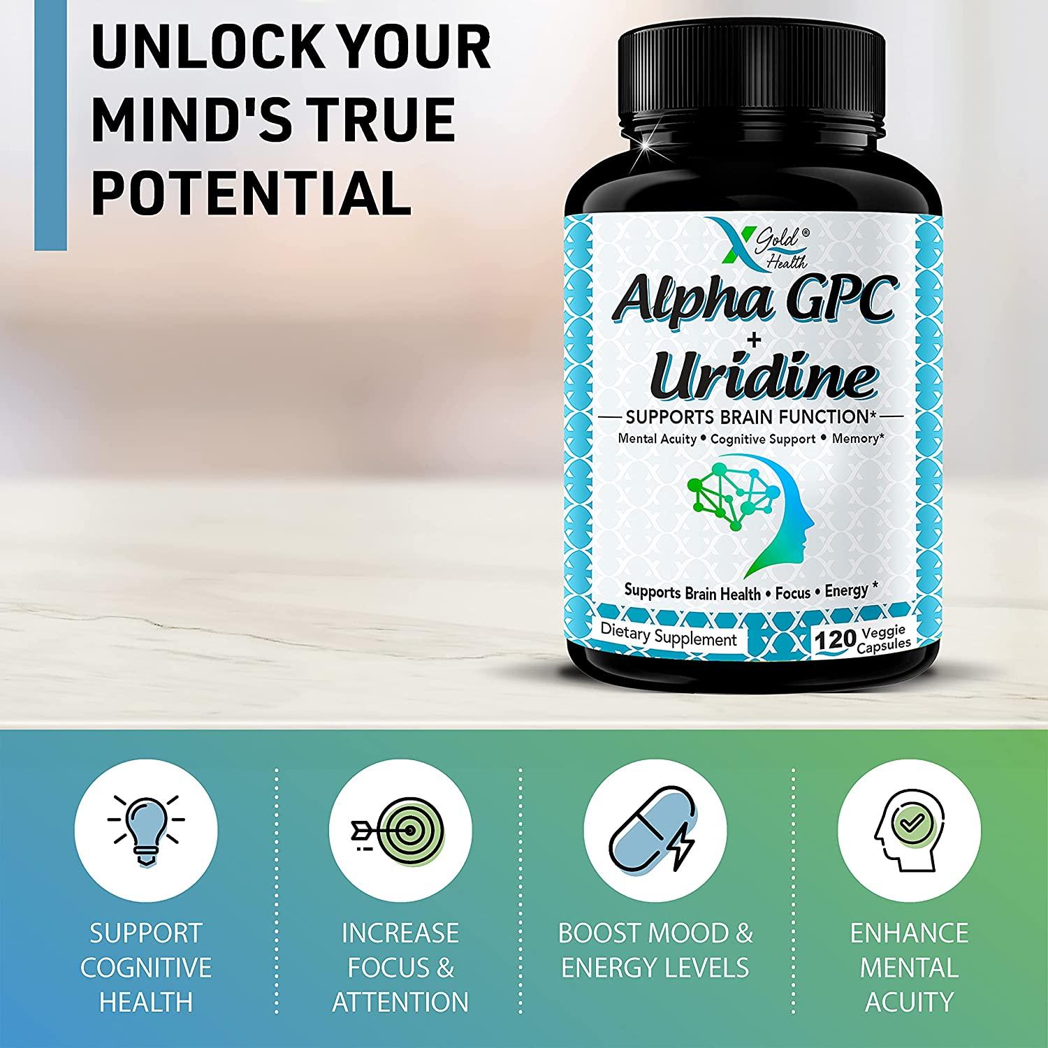 Alpha GPC Choline 600mg + Uridine Monophosphate 300mg2in1 Nootropic