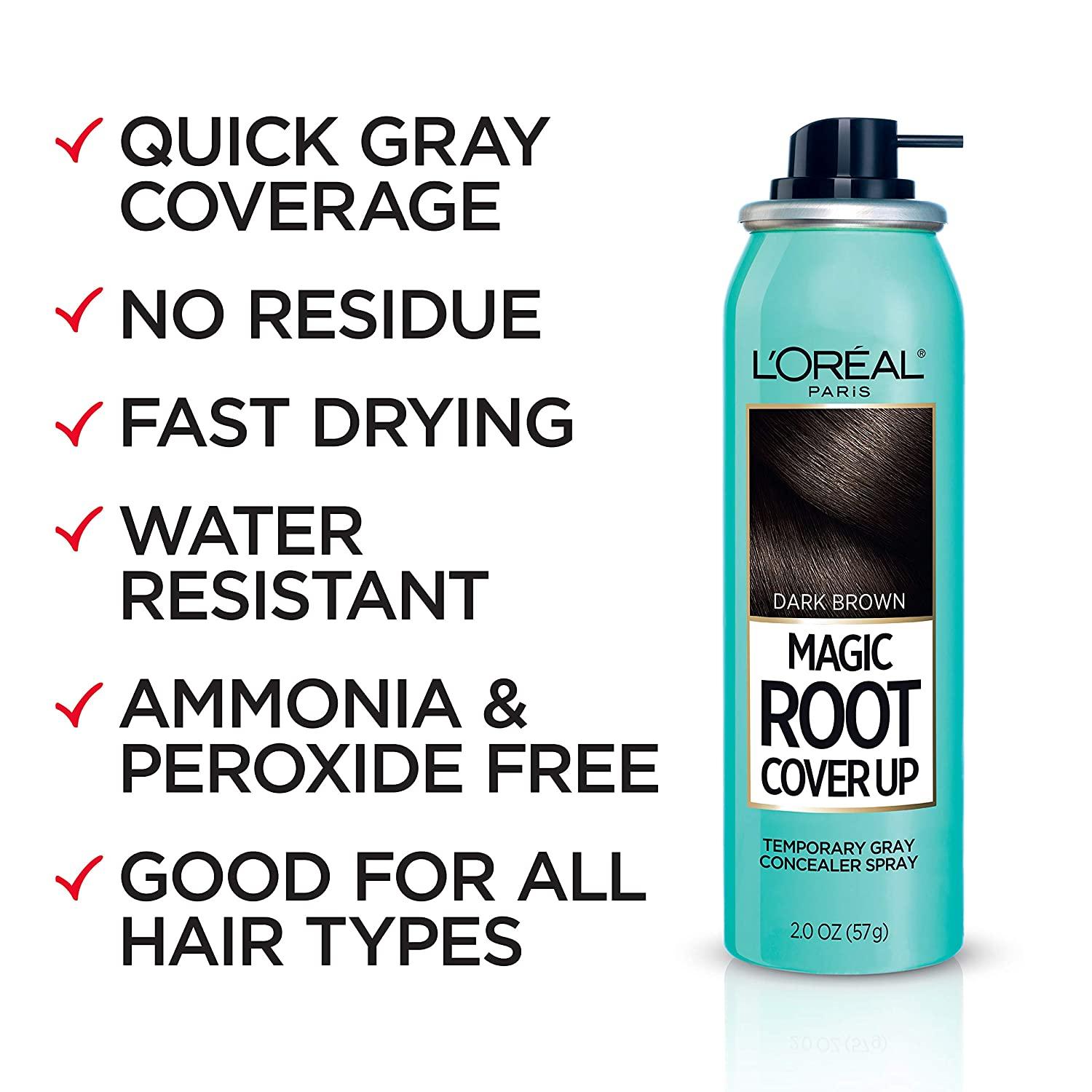 L'Oreal Paris Magic Root Cover Up Gray Concealer Spray Black  Oz