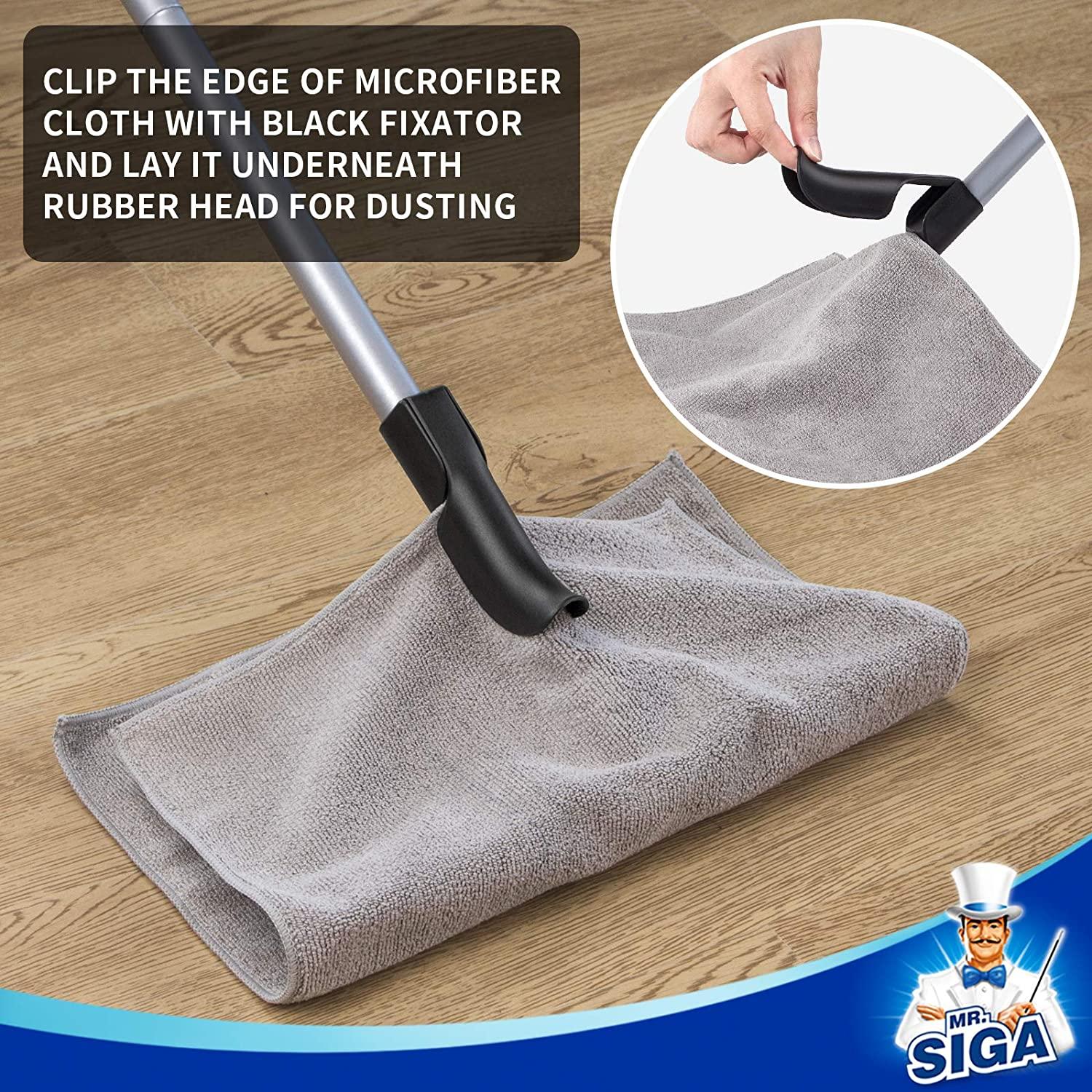 MR.Siga Floor Scrub Brush with Long Handle, 2 in 1 Floor Scrubber and  Squeegee for Cleaning Bathroom 
