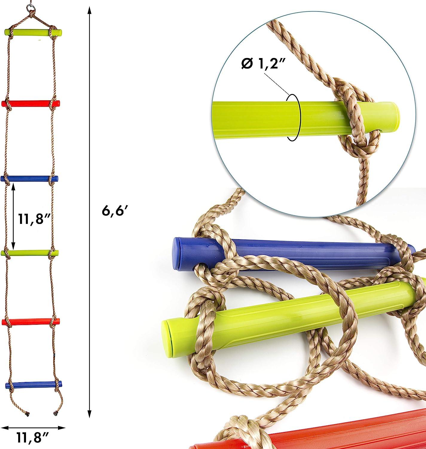 Multicolor Kids Rope Ladder - 6'/2m Length for Outdoor or Indoor ...