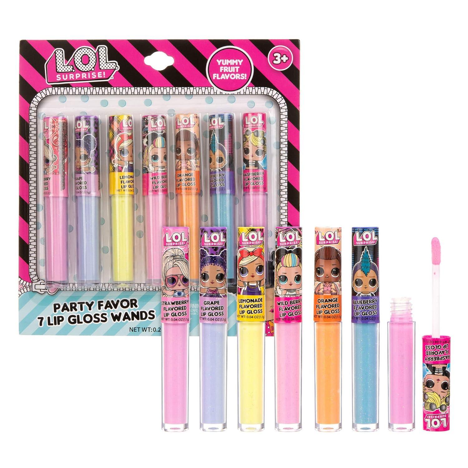 L.O.L Surprise! 7pc Lip Gloss Set Assorted Fruit Flavored Non Toxic