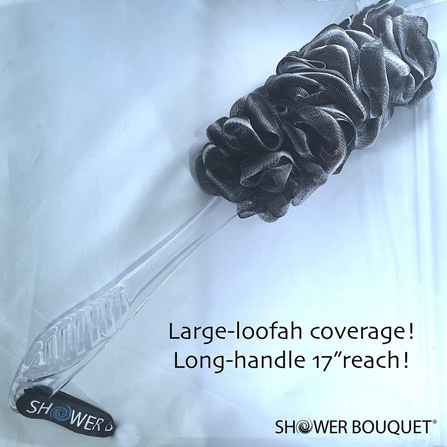 LoofahCharcoal BackScrubber & BathSponges by Shower Bouquet 1 Long