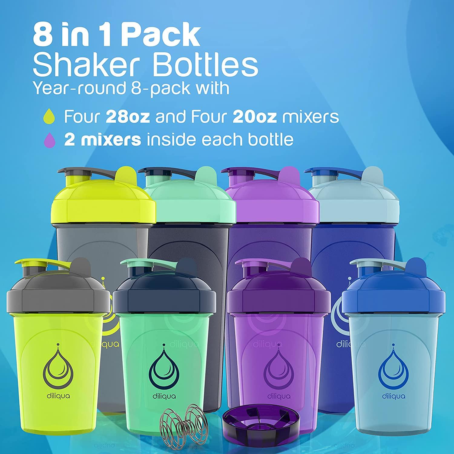 8 Pack] Protein Shaker Bottles for Protein Mixes, Dishwasher Safe, 4 Small  20 oz & 4 Large 28 oz Shaker Cups for Protein Shakes